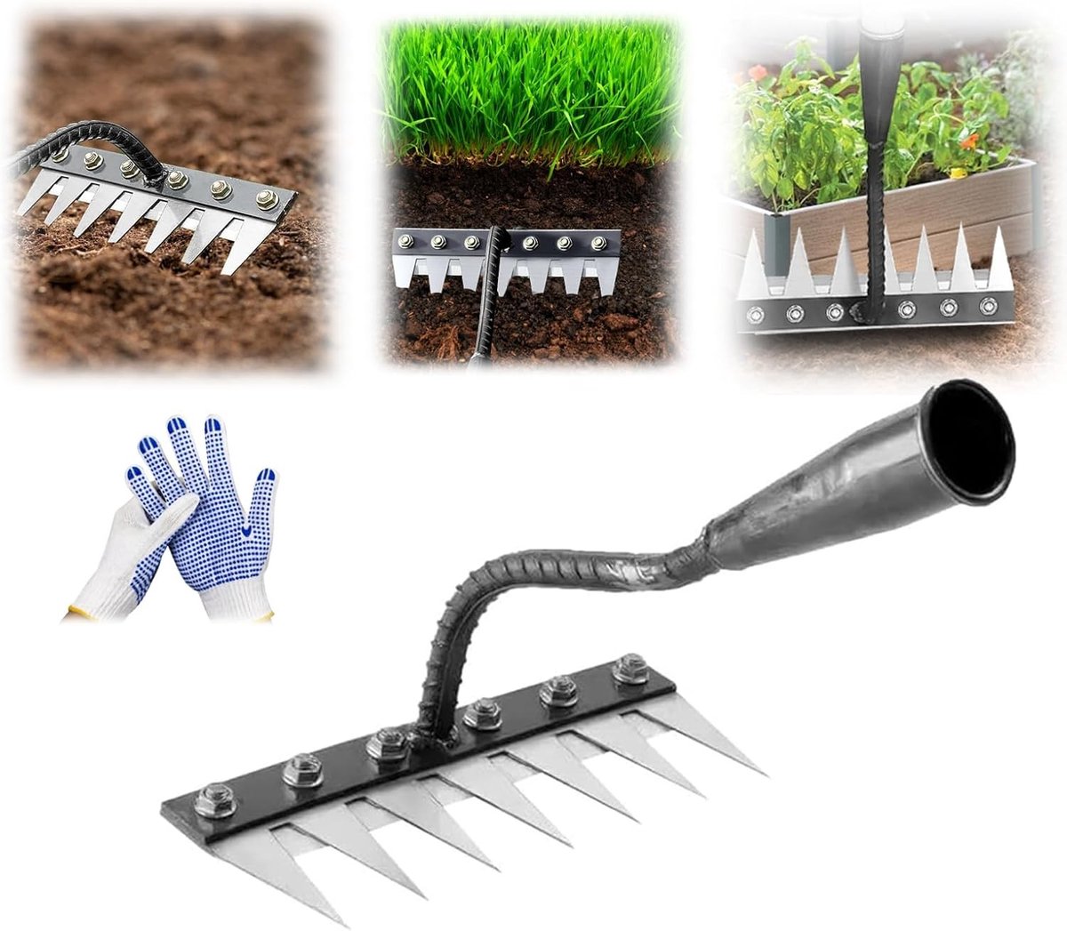 Zware Tuinhark, Duurzame Onkruidverwijderaar en Grondverbeteraar, Ideaal voor Tuinonderhoud en Landschapswerk, 2.0 Versterkt Ontwerp voor Efficiënte Tuinwerkzaamheden