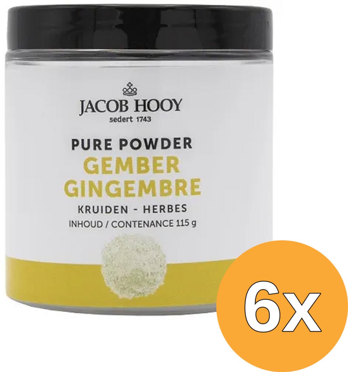 6x Jacob Hooy Pure Powder Gember (115 gr)
