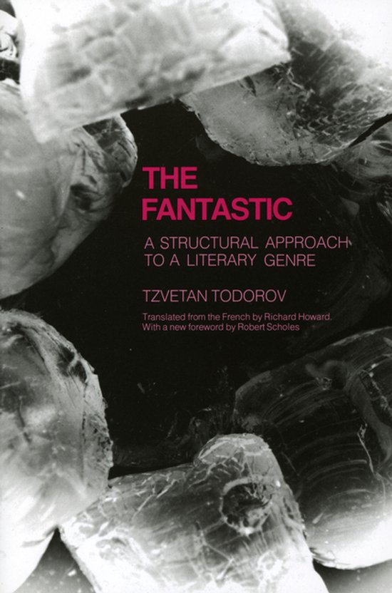 Livre 'The Fantastic: A Structural Approach to a Literary Genre' par Tzvetan Todorov, avec un titre rose.