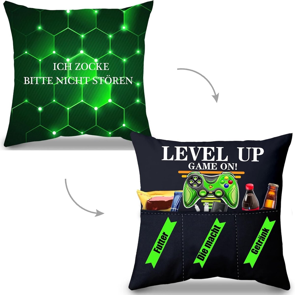Decoratieve Kussenhoezen voor Videogame Fans - Set van 3 Stuks, 45 x 45 cm, Ideaal voor Sofa en Slaapkamer Decoratie