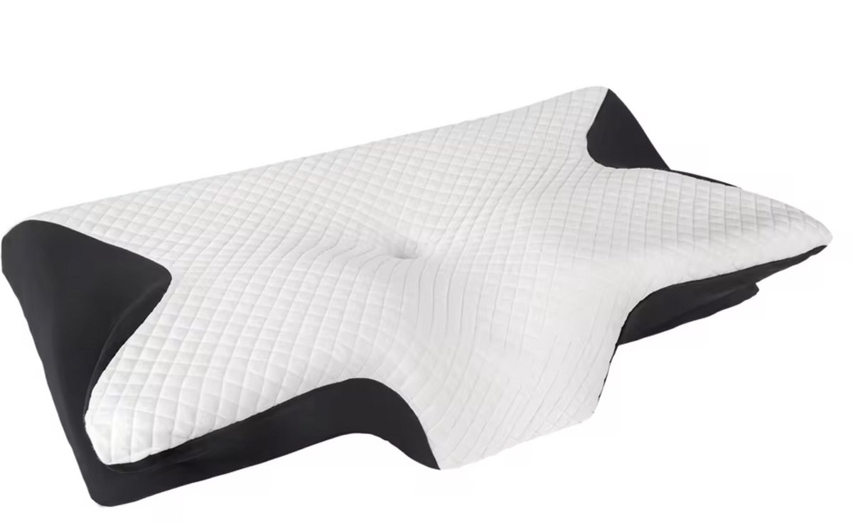 Cherrys Finds - Ergonomisch Nekkussen van Traagschuim – Neksteunkussen - Hol Oor Ontwerp Slaapkussen - Contourkussen voor Nek, Schouder- en Rugpijn - Kussen Zijslaapers - Orthopedisch Kussen voor Pijnverlichting - Zwart
