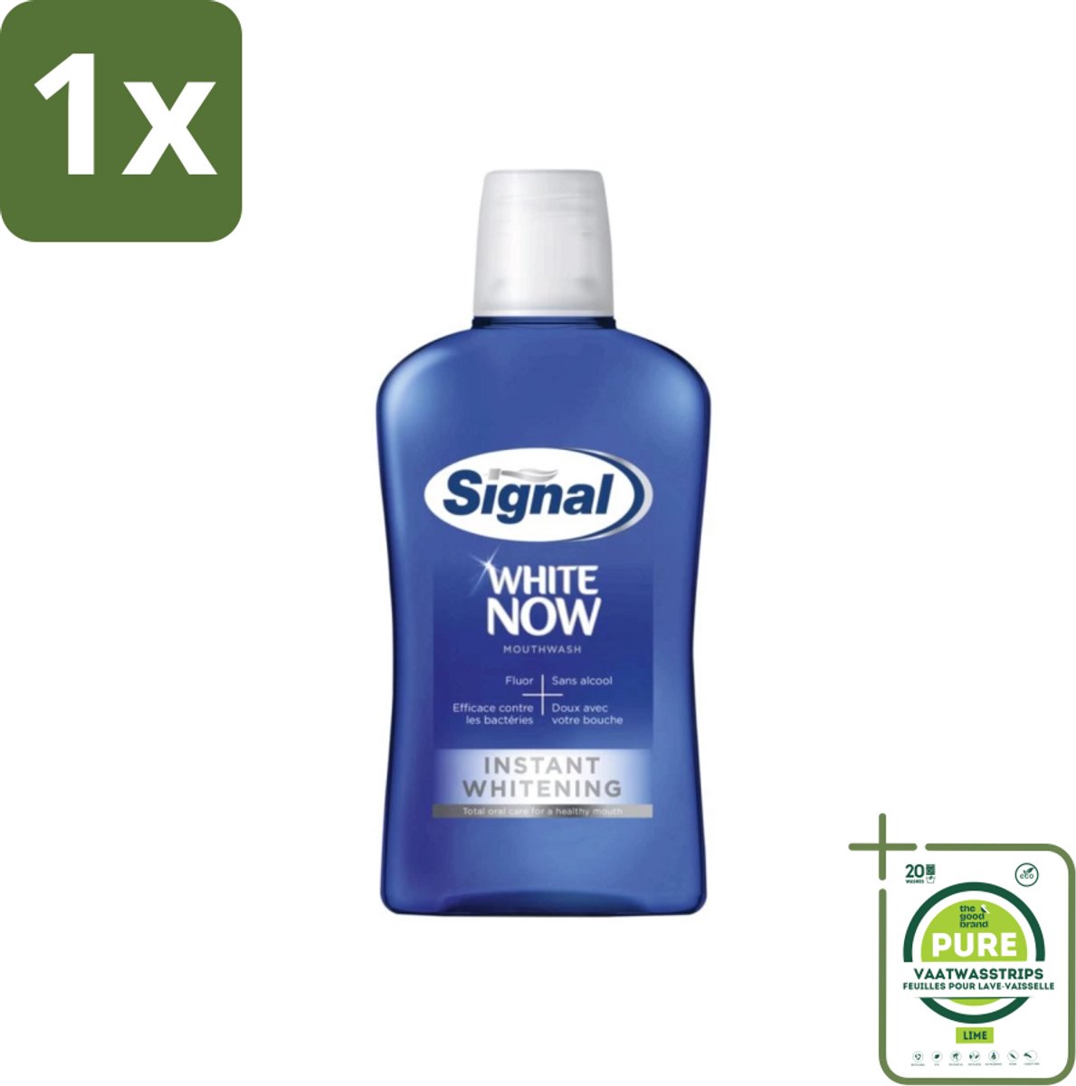1 x Signal - White Now - Mondwater - 0 % Alcohol - 500 ml - Mondwater - Signal - Fluoride - Tandplak - Frisheid