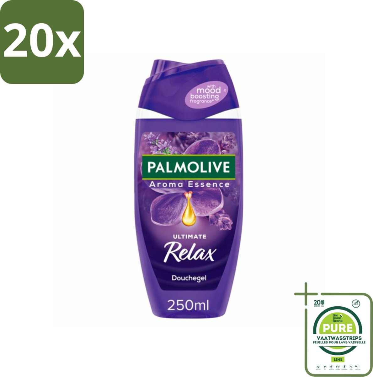 20 x Palmolive - Arroma Essence - Douchegel - Lavendel & Ylang Ylang - Ultimate Relax - 250 ml - Grootverpakking - Douchegel - Lavendel - Ylang Ylang - Aromatherapie - Ontspannen