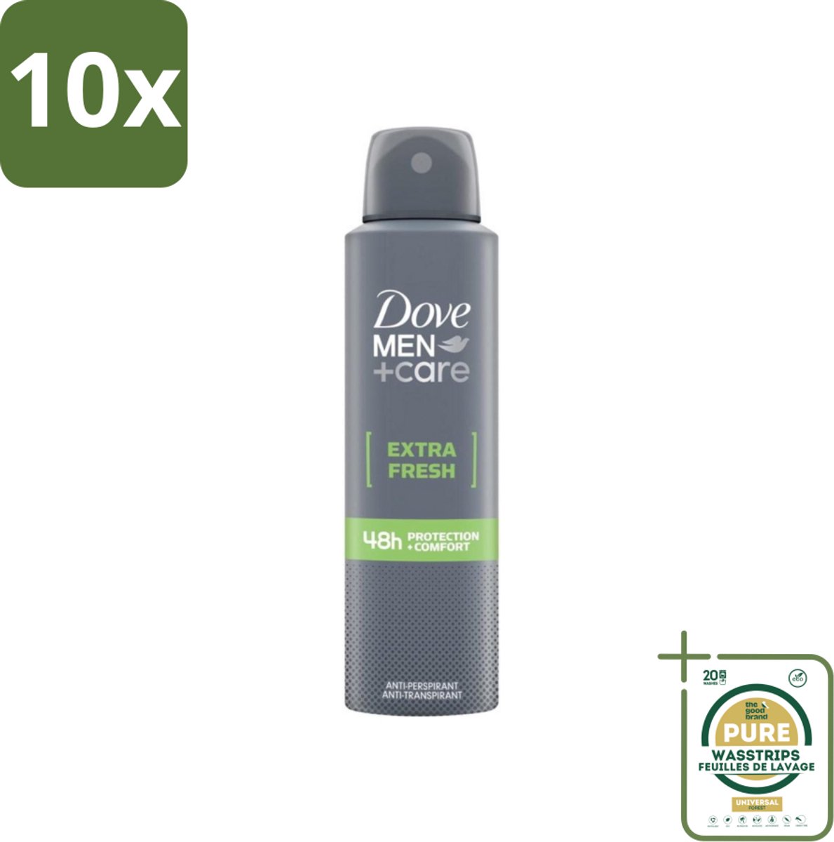 10 x Dove Men+Care - Extra Fresh - Deospray - Anti-Transpirant - 150 ml - Grootverpakking - Dove Men+Care Extra Fresh Deospray - Deospray Voor Mannen - Alcoholvrije Deospray - Okselbescherming - Transpiratiebescherming
