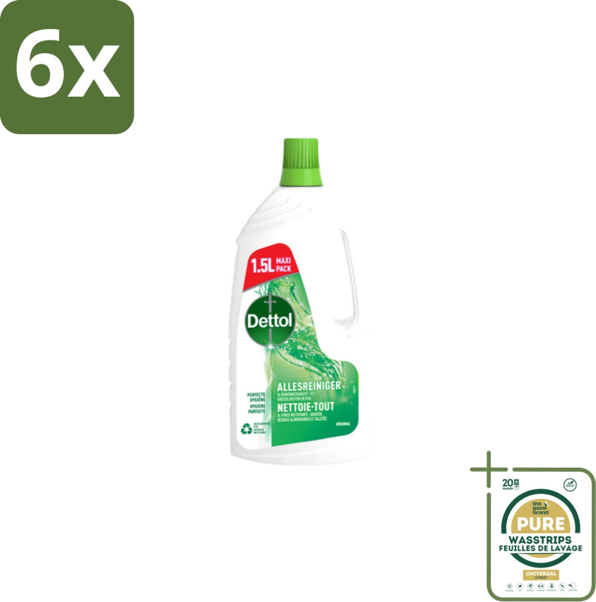 Dettol Original - Allesreiniger - Perfecte Hygiëne - 1.5L - Voordeelverpakking - 6 stuks - Hygiëne - Schoonmaak