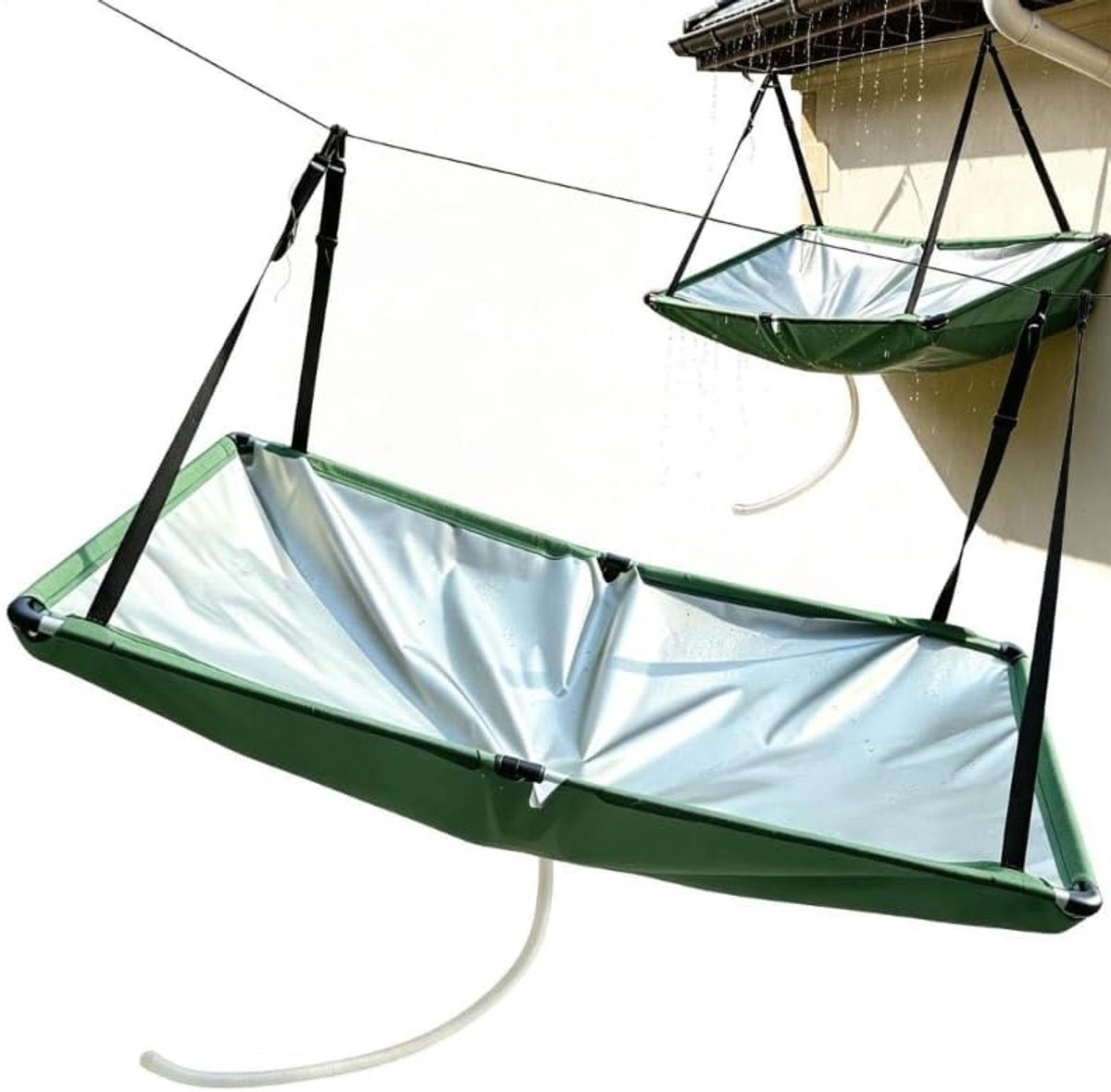 Regenwatercollector met slang - Wateropvang Systeem - Regenwater Collectors Tarp - draagbare Rains Catcher - wateropbergtas - voor camper, gazon, buiten, achtertuin - 100x50cm