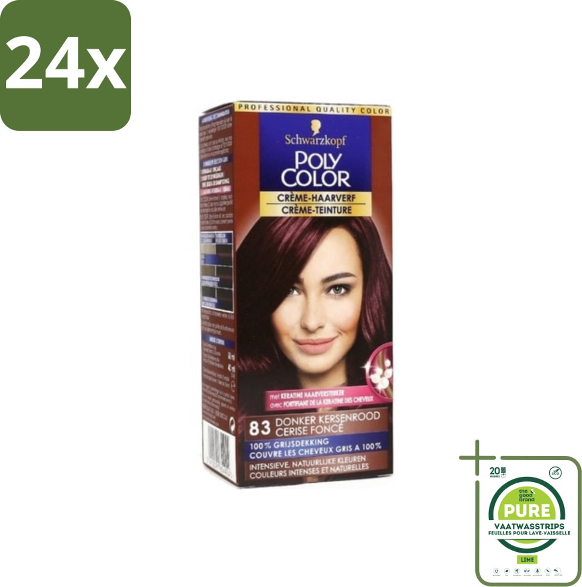 Schwarzkopf - Poly Color - Haarverf - Crème - Donker Kersenrood - 50 ml - Voordeelverpakking - 24 stuks - Haarverf - Permanente haarkleur