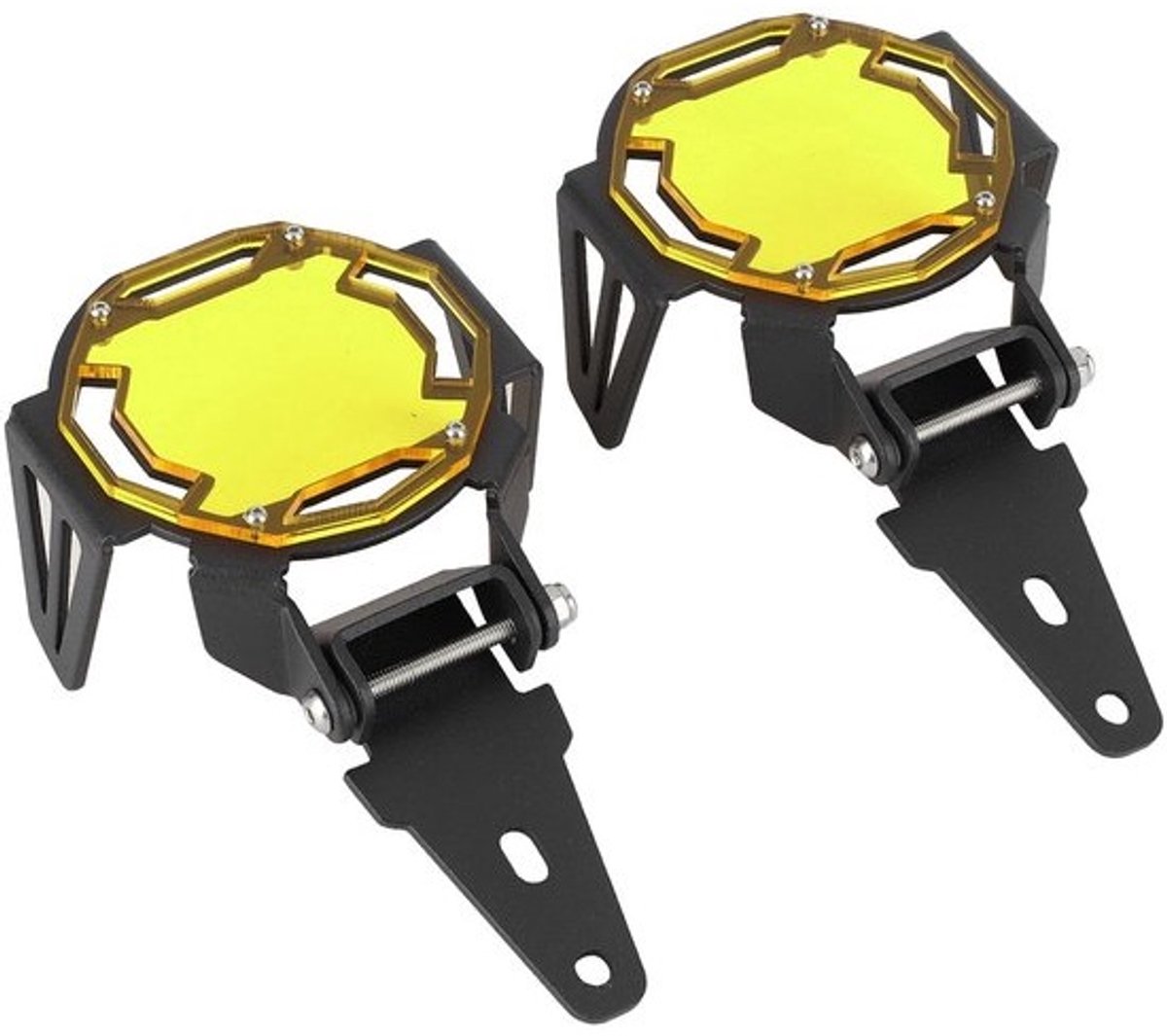 Dailygoods - Motorfiets Mistlamp Guard - LED Lamp Protector - Premium Aluminium - Geel - Lampbeschermkap voor R1200GS/R1250GS Adventure LC - Duurzaam...