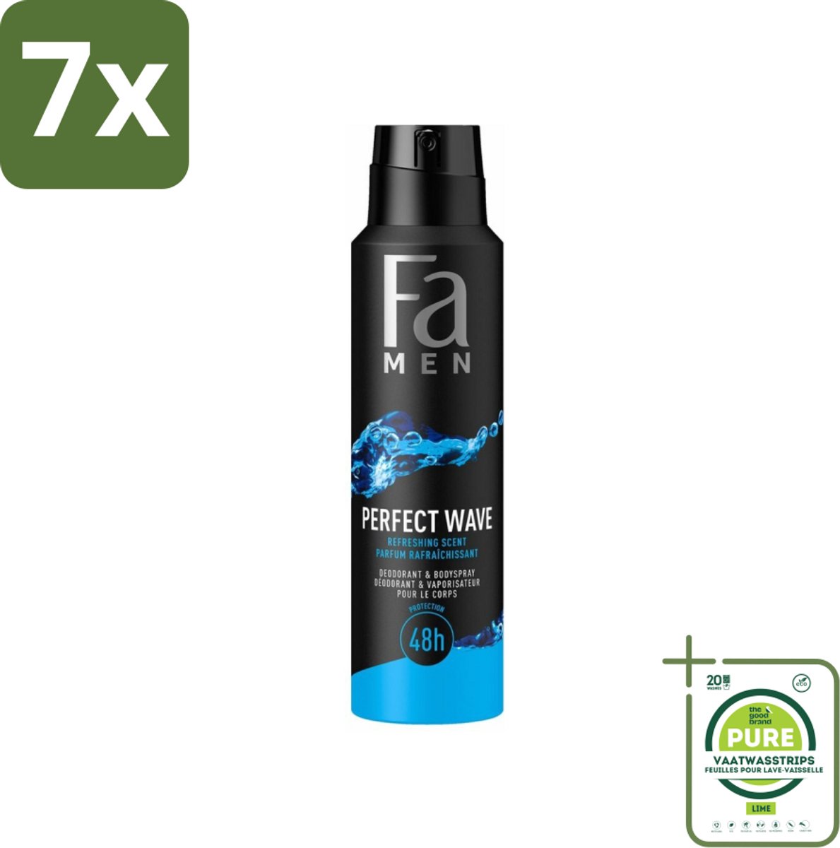 7 x Fa Men - Perfect Wave - Deodorant Spray - Verfrissende Geur - 150 ml - Grootverpakking - Deodorant Spray - Fa Men - Perfect Wave - Frisse Geur - Aquatische Geur