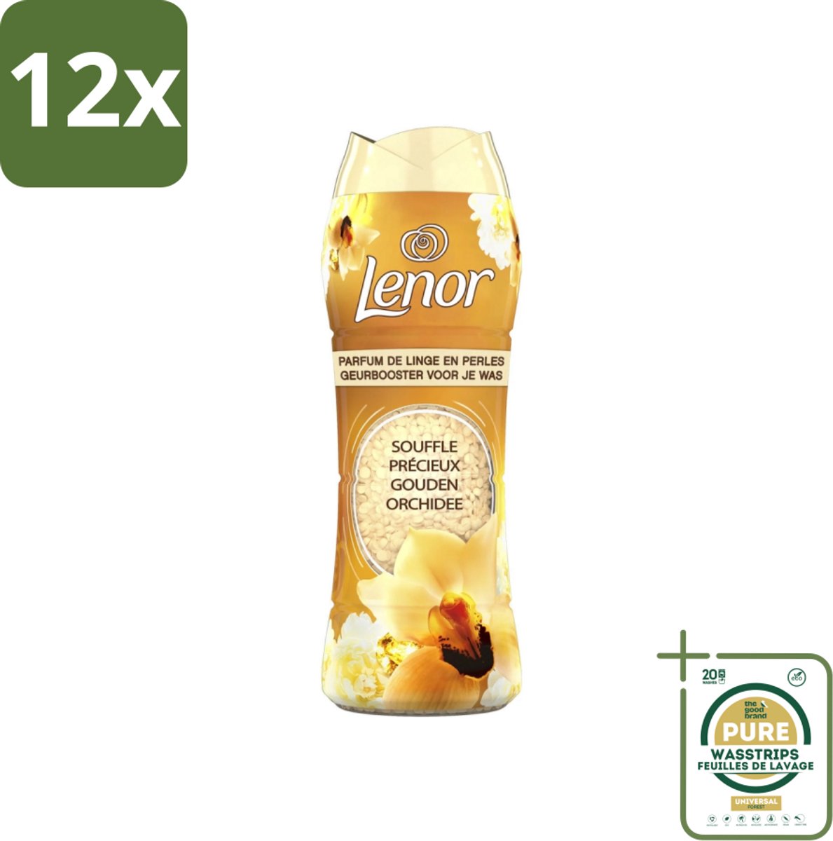 Lenor - Geurbooster - Gouden Orchidee - 22 Wasbeurten - Voordeelverpakking - 12 stuks - Geurbooster - Wasverzachter