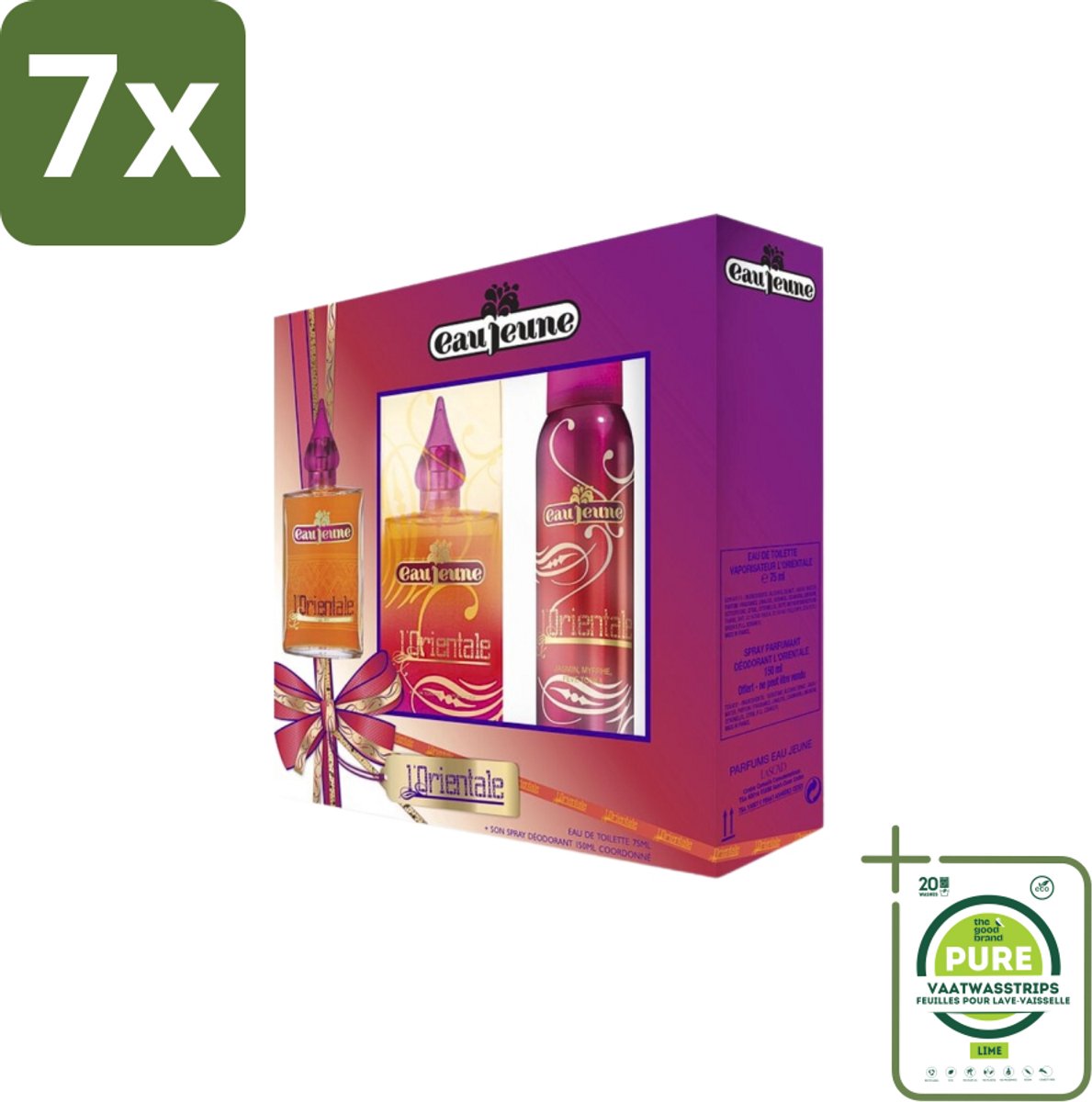 7 x Eau Jeune - L'Orientale - Geschenkset - Eau de Toilette 75ml + Deodorant 150ml - Grootverpakking - Eau De Toilette - Parfum - Cadeau - Geschenkset - Geur