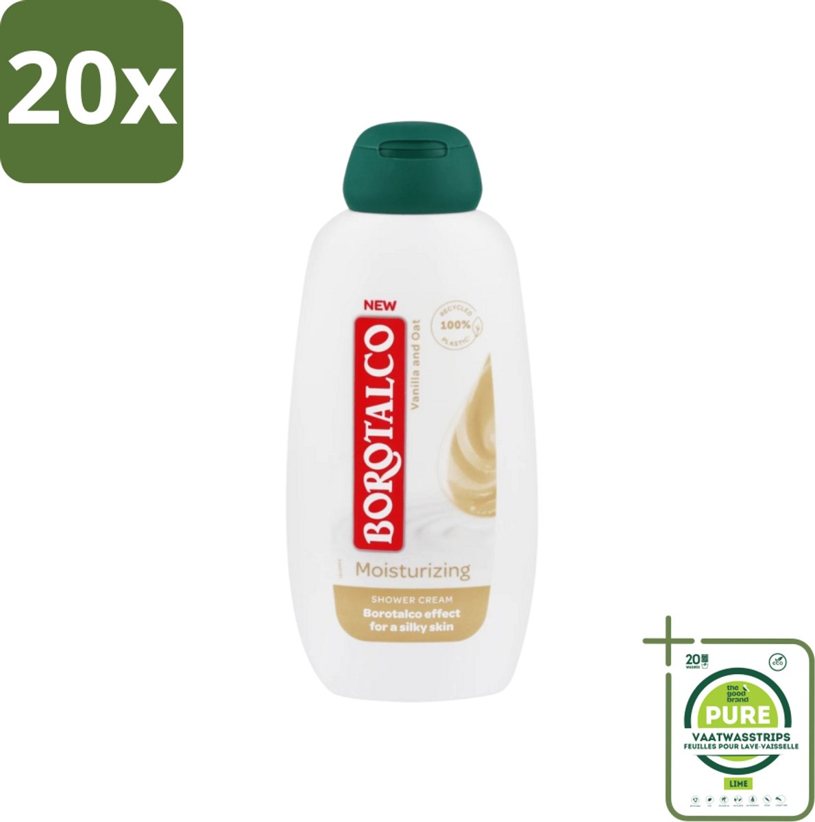 20 x Borotalco - Douchegel - Moisturizing - Vanilla & Oat - 250 ml - Grootverpakking - Douchegel - Hydraterende Douchegel - Vanille - Haver - Borotalco