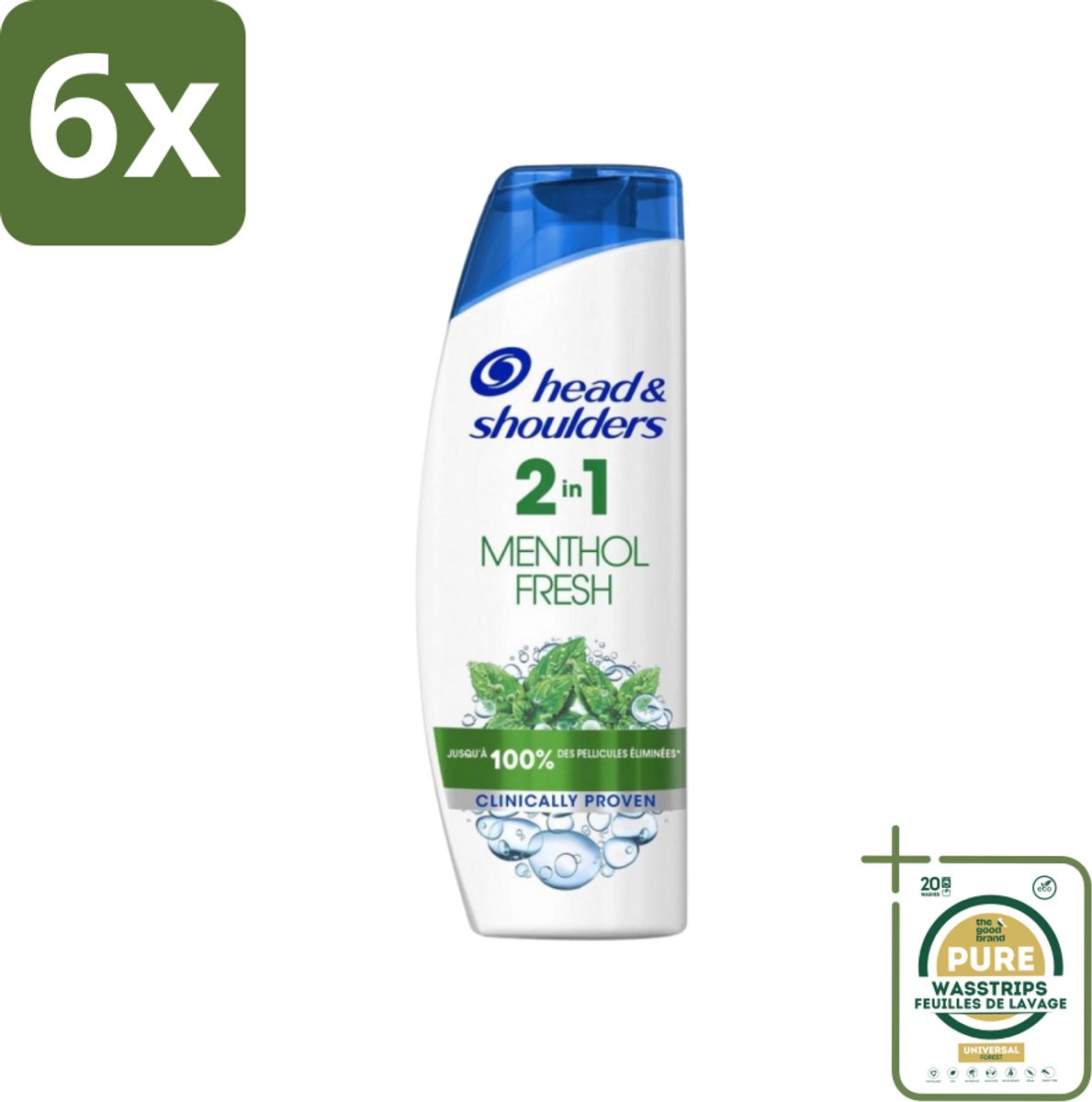 Head & Shoulders - 2in1 Anti-Roos Shampoo & Conditioner - Menthol Fresh - 270 ml - Voordeelverpakking - 6 stuks - Hoofdhuidverzorging - Haarverzorging