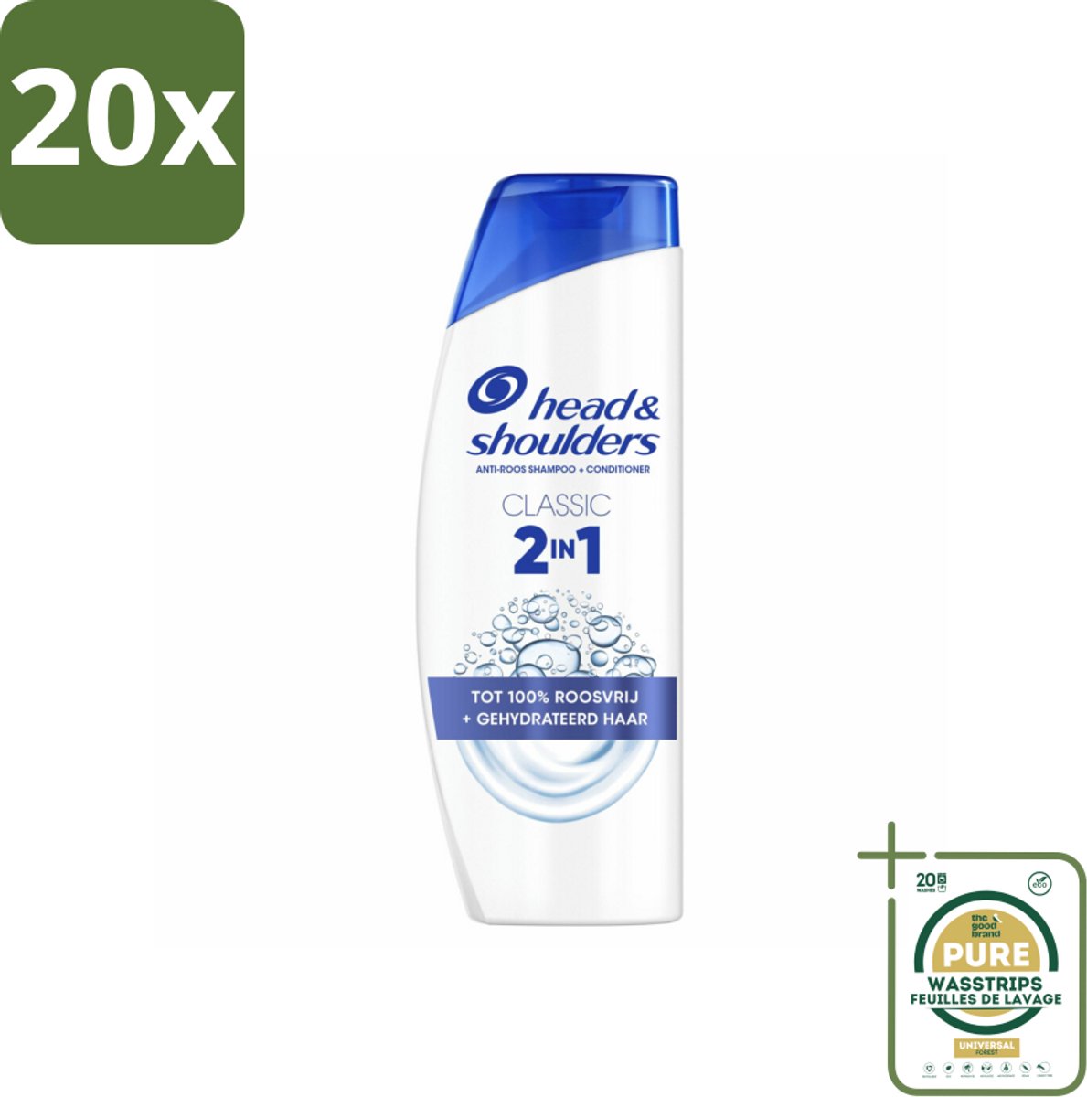 20 x Head & Shoulders – 2-in-1 – Classic – 625 ml - Grootverpakking - Anti-roos Shampoo - 2-in-1 Shampoo - Roosbestrijding - Hoofdhuid Verzorging - Microbioom Balans