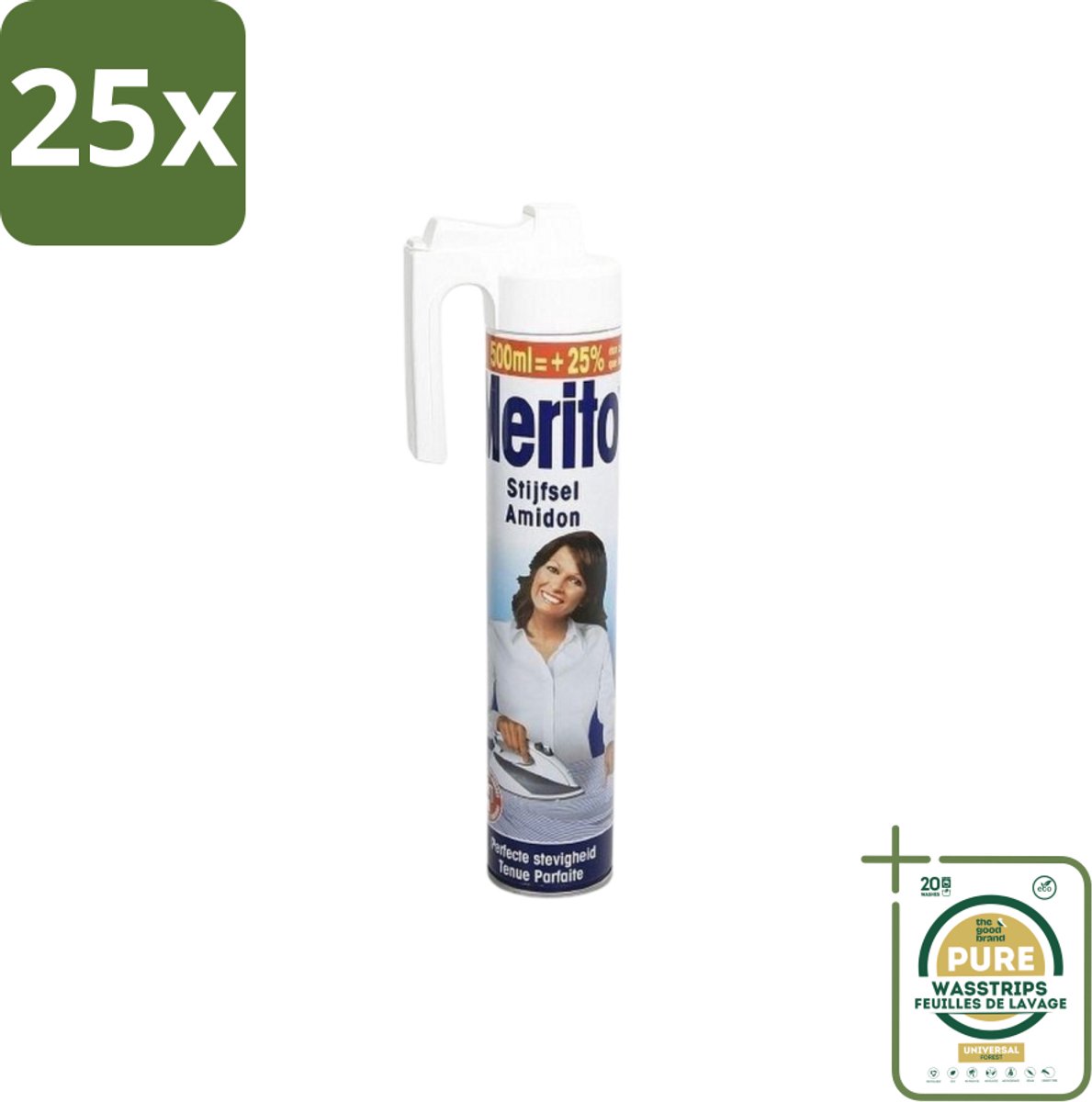 25 x Merito - Stijfsel - 500 ml - Grootverpakking - Stijfsel Linnen - Stijfsel Voor Linnen - Stijfsel Voor Kleding - Stijfsel Voor Kast - Stijfsel Voor Kleding Verzorging