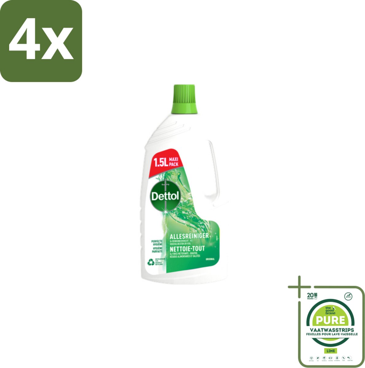 Dettol Original - Allesreiniger - Perfecte Hygiëne - 1.5L - Voordeelverpakking - 4 stuks - Allesreiniger - Schoonmaakmiddel