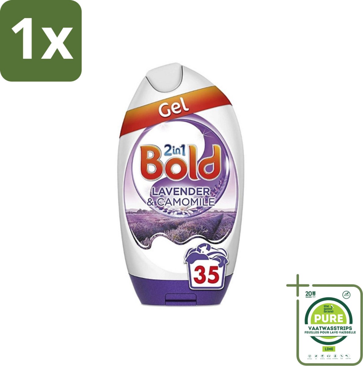 1 x BOLD - Wasgel - 2 in 1 - Lavendel en Kamille - 35 Wasbeurten - Wasgel - Lavendel - Kamille - Wasmiddel - Wasverzorging