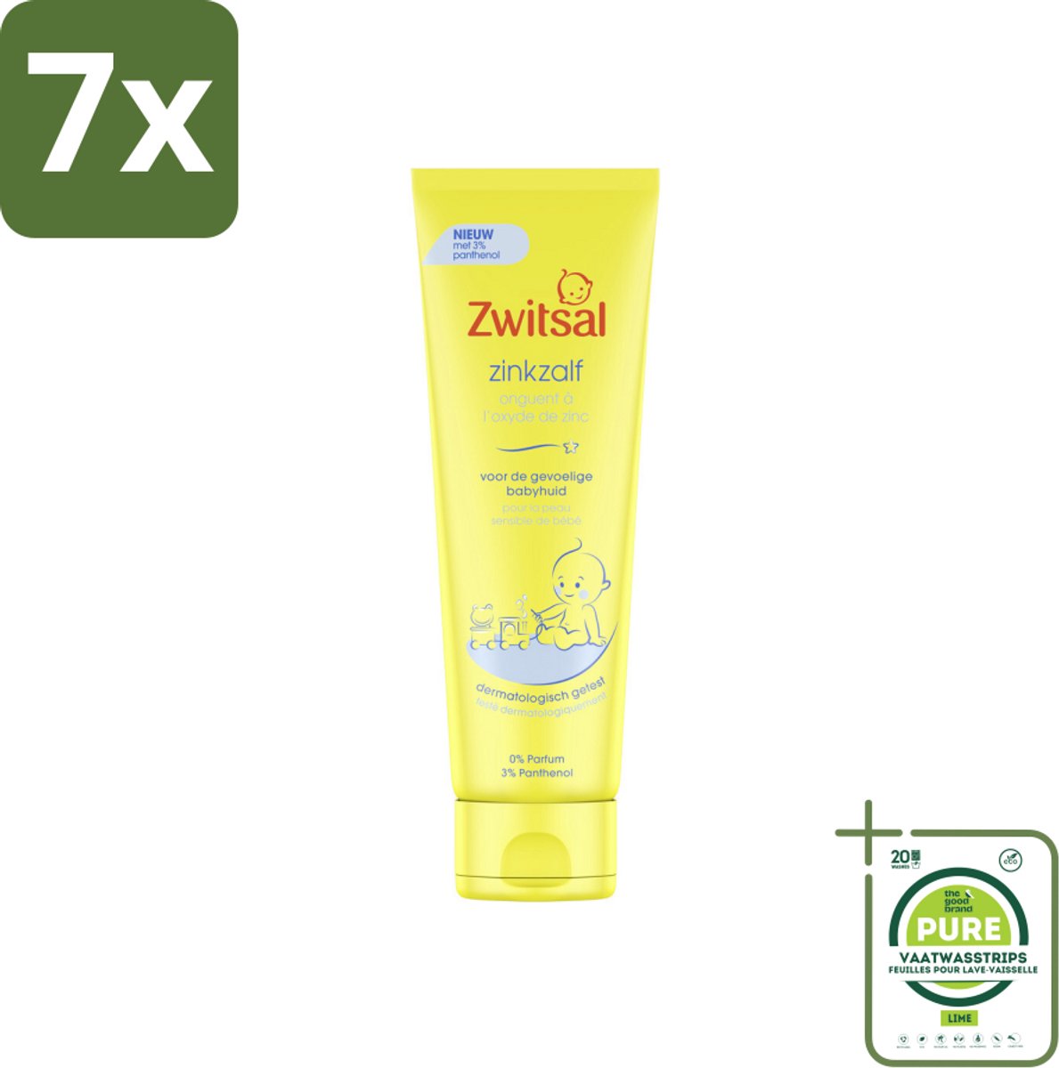 7 x Zwitsal 0% Parfum - Babyverzorging - Zinkzalf - Voor de Gevoelige Babyhuid - 100 ml - Grootverpakking - Babyhuid - Luieruitslag - Zinkzalf - Babyverzorging - Gevoelige Huid