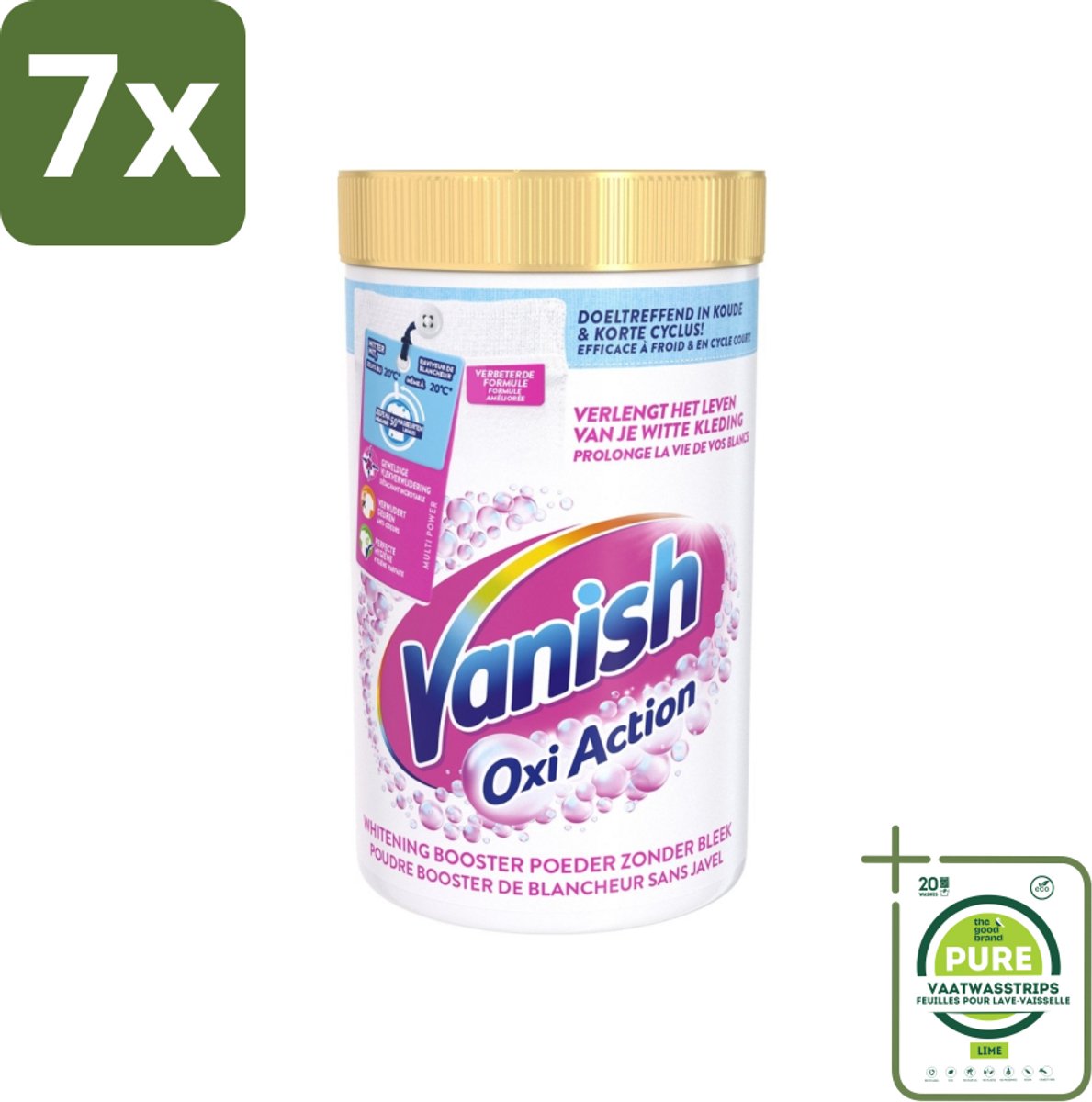7 x Vanish Oxi Action - Vlekkenverwijderaar Poeder - Zonder Bleek - Witte Was - 1.5 Kg - Grootverpakking - Vlekkenverwijderaar - Witwas - Wasverzachter - Vlekken Verwijderen - Witwasmiddel
