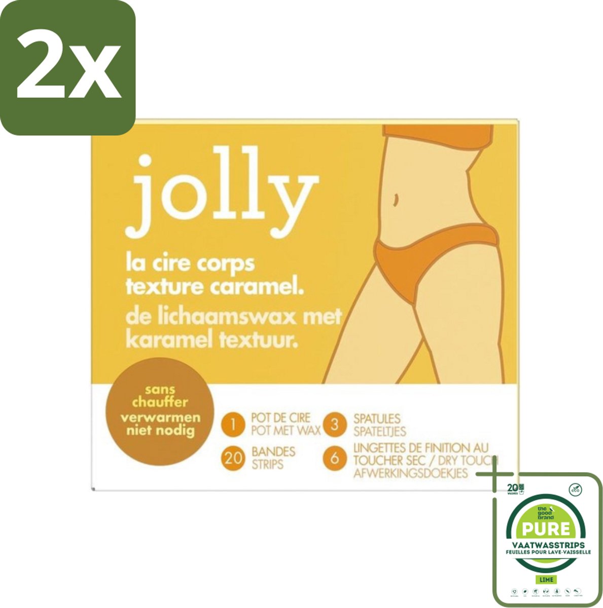 Jolly - Lichaamswax - Karamel Structuur - 20 Strips - Voordeelverpakking - 2 stuks - Lichaamswax - Karamel Wax