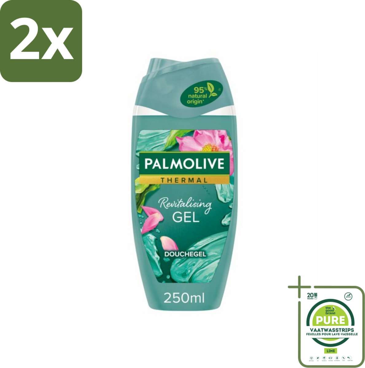Palmolive - Thermal - Douchegel - Algen & Lotusbloem - Revitalising Gel - 250 ml - Voordeelverpakking - 2 stuks - Douchegel - Algen
