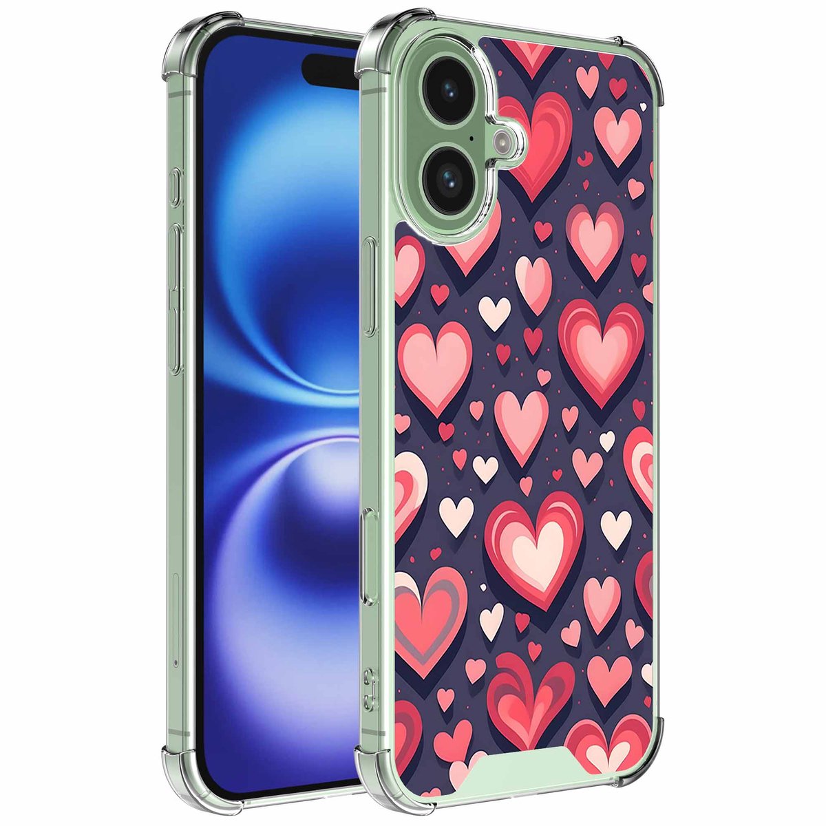 Smartphonica Geschikt voor iPhone 16 Telefoonhoesje met Liefdes Love opdruk - Draadloos op te laden - Shockproof Siliconen TPU Strong Case - Sterk Schokbestendig Telefoonhoesje geschikt voor iPhone 16