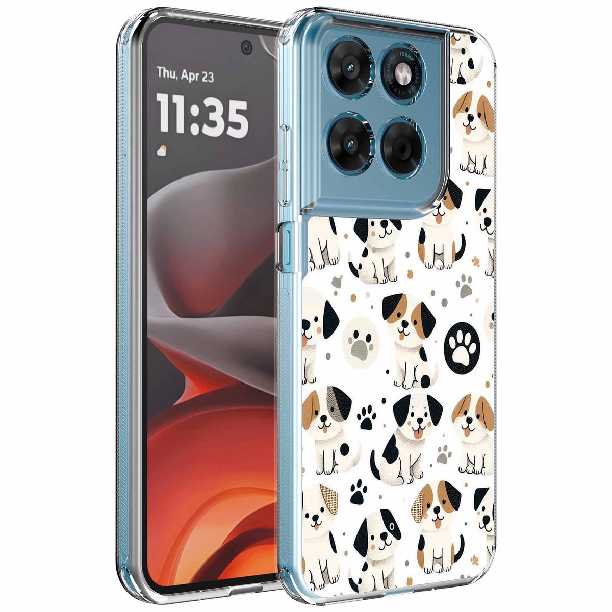 Smartphonica Geschikt voor Motorola Moto G15 Telefoonhoesje met Honden en Pootjes opdruk - Draadloos op te laden - Shockproof Siliconen TPU Strong Case - Sterk Schokbestendig Telefoonhoesje geschikt voor Motorola Moto G15