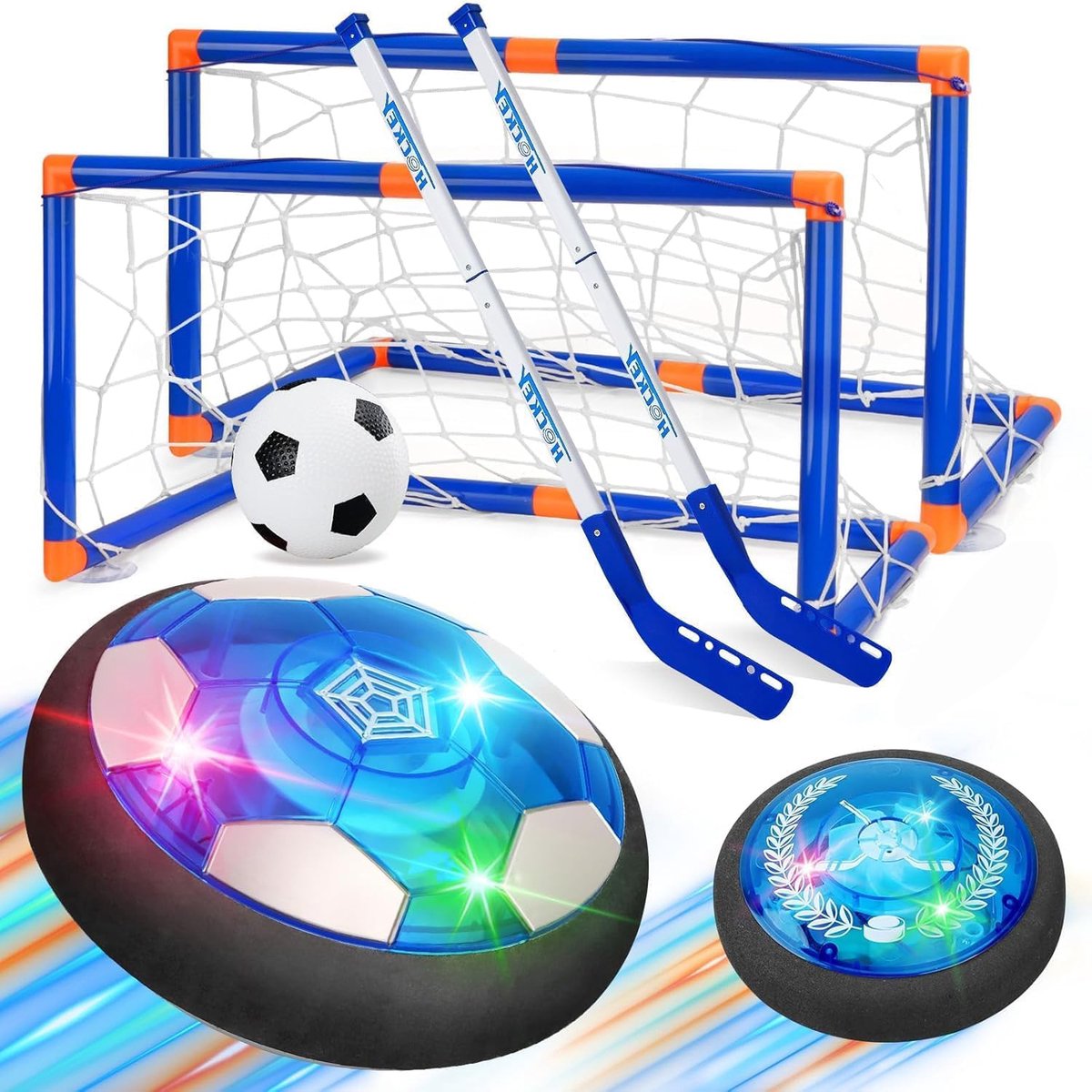 3‑In‑1 Zwevende Voetbal - Hockeyset Voor Peuters En Kleuters Met Ledverlichting - Binnen‑ En Buitenspeelgoed Voor Kinderen, Voetbalcadeau Voor Jongens Van 6‑8 En 8‑12 Jaar, Verjaardag, Kinderen, Jongens En Meisjes