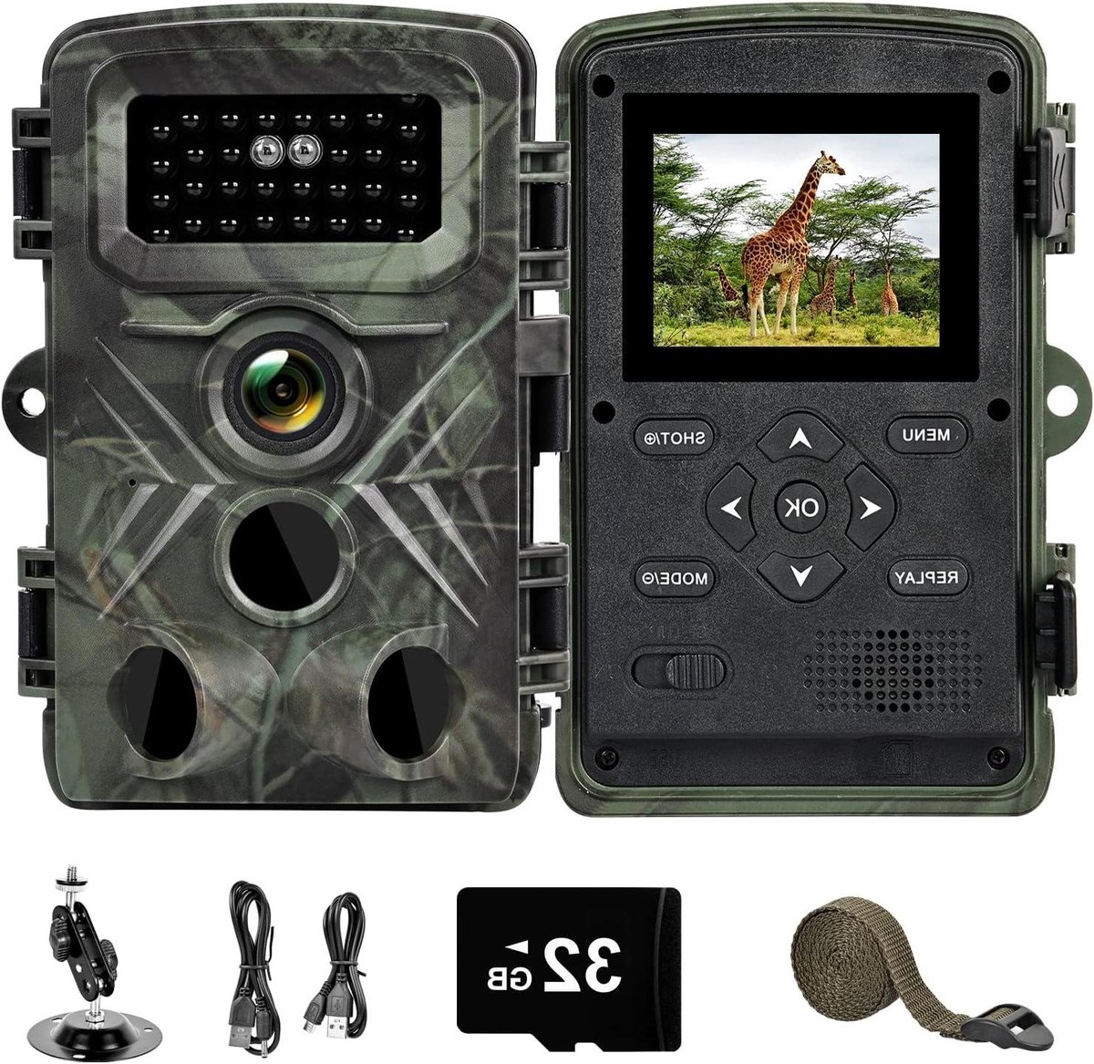 Wildcamera - Nachtzichtcamera Trail - Dieren Observeren - 48MP HD Video - 120° Groothoek - Camouflage