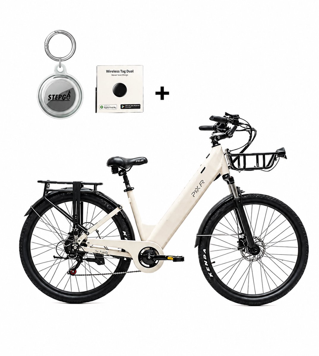 Elektrische fiets | Pixar c1 | beige | inclusief tracker | waterdichte stepgo tracker houder | 25 km/h |