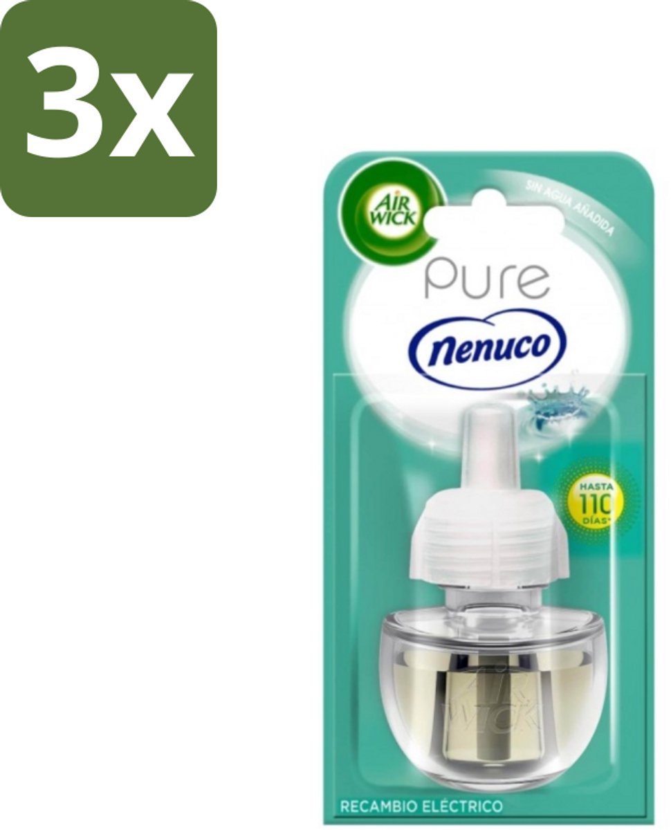 Air Wick - Luchtverfrisser Navulling - Pure Nenuco - Elektrische Geurverspreider - 19 ml - Bulkverpakking - 3 stuks
