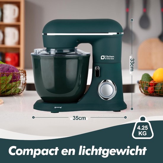 Keukenmachine - Standmixer - Bakken en Koken - Dubbele Mengkommen - 4.5L + 5L - Donkergroen — afbeelding 4