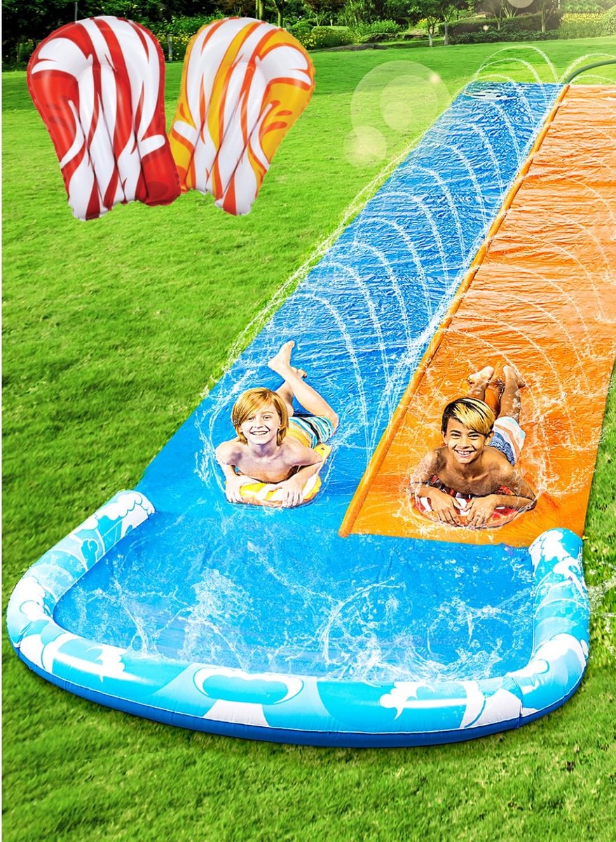 Solidchoice - Lange Waterglijbaan met Sprinkler en 2 Bodyboards voor Buiten