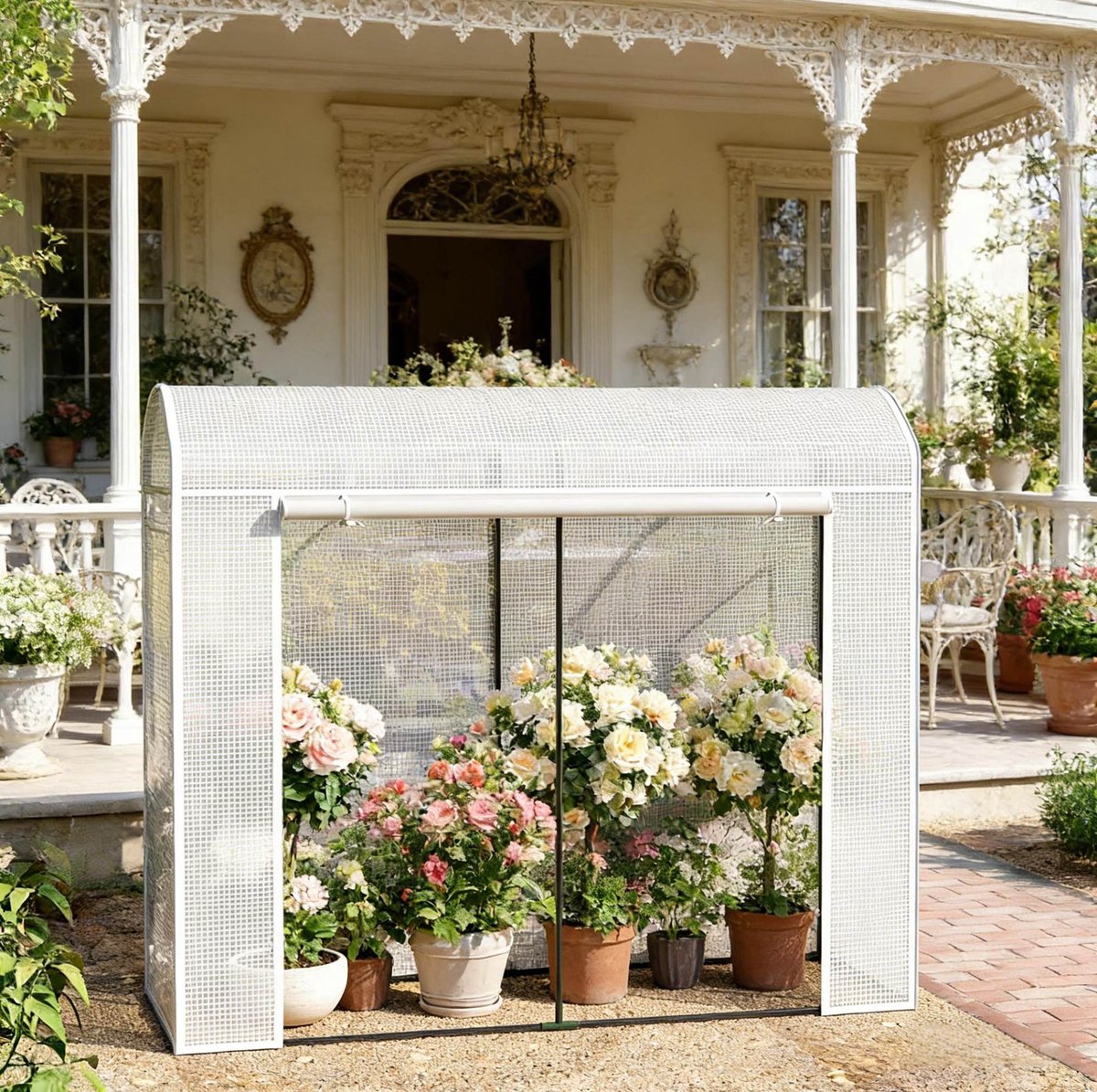 MODENUIT Foliekas 170 x 68 x 200 cm - Met 2 Rolvensters En Deur Met Rits - Voor Balkon En Tuin - Staal - Wit
