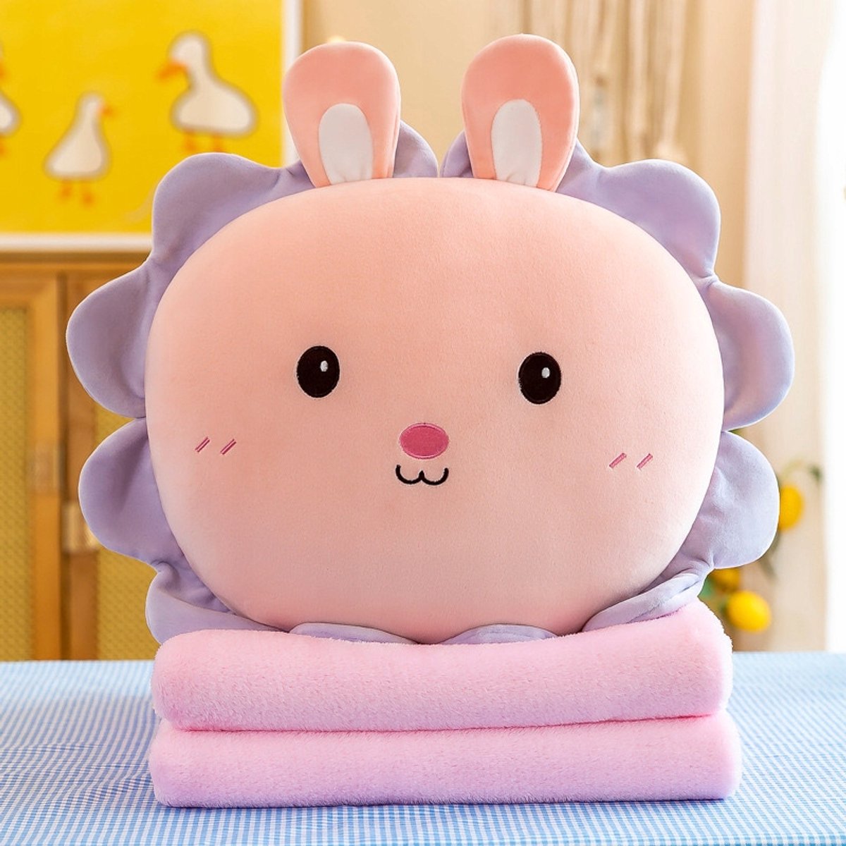 Roze Knuffel Konijn met Dekentje 3-in-1 - Decoratie & Cadeau