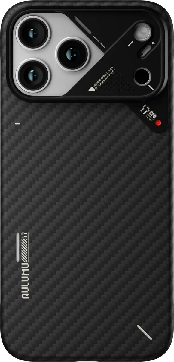 AULUMU Ultra-Slim Case - Hoesje Geschikt voor Apple iPhone 17 Pro - Compatibel met MagSafe - 1500D Aramid Fiber Back Cover - Ultra Dun - Zwart