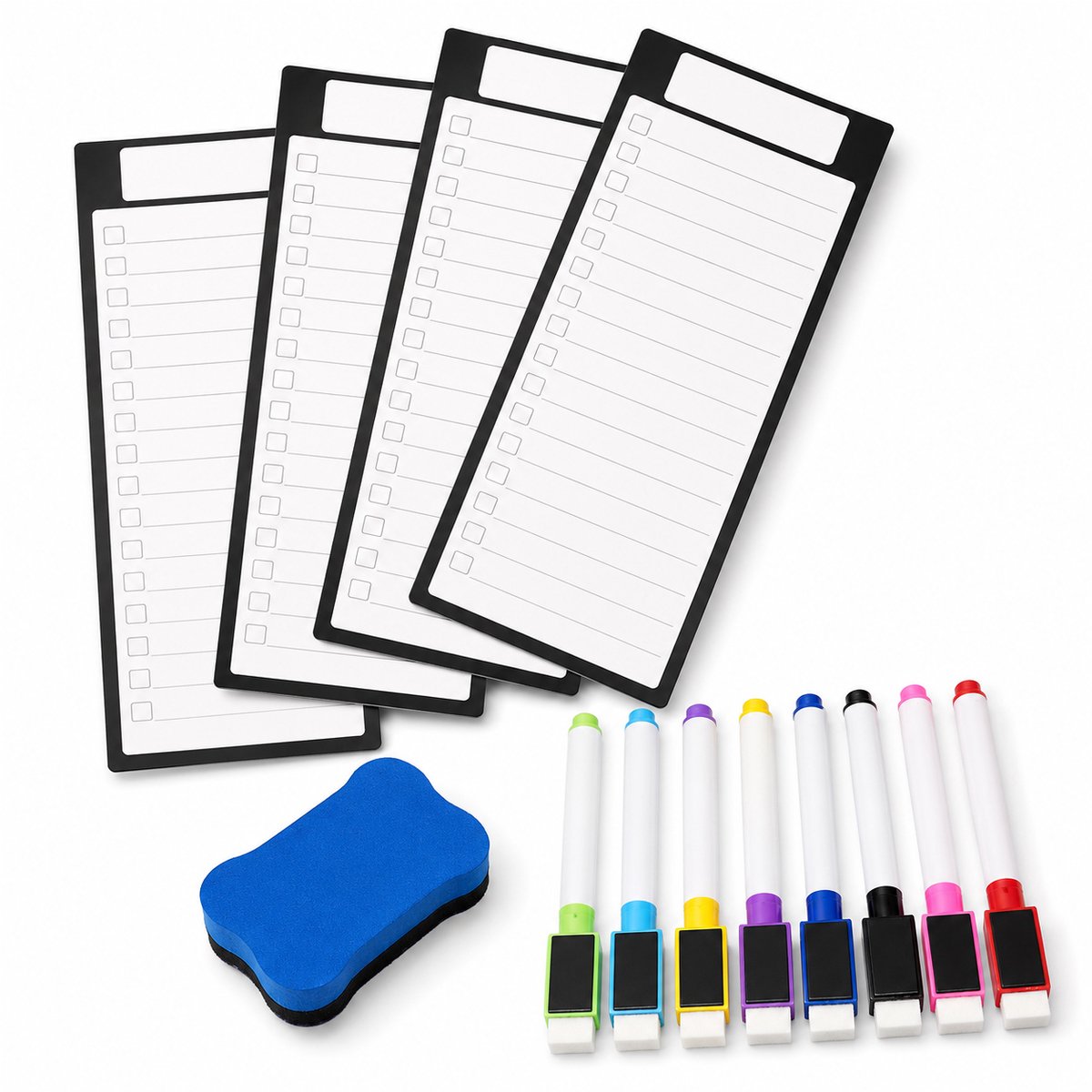Magnetisch Whiteboard - Whiteboard voor Koelkast - Weekplanner - Memobord - Maandplanner - 100*250*0.4mm - Inclusief 8 whiteboard stiften en 1 Gum - 4 Stucks - Wit