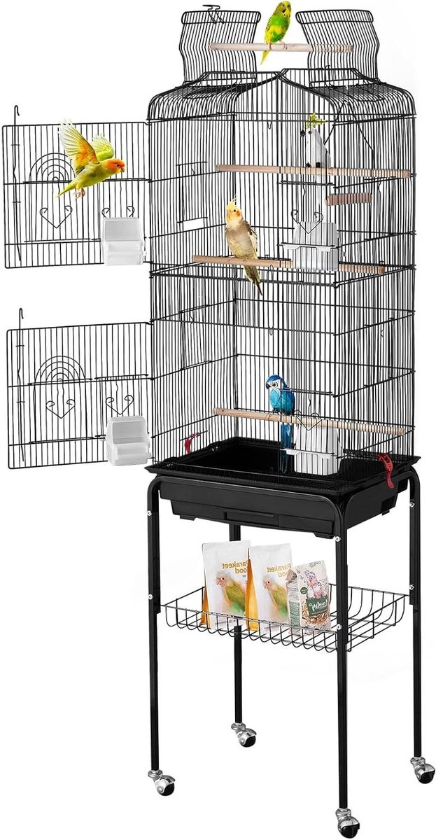 Vogelkooi - Zitkooi Speelkooi - Volière Huisdieren - Open Bovenkant - 457 x 355 x 151 cm - Zwart