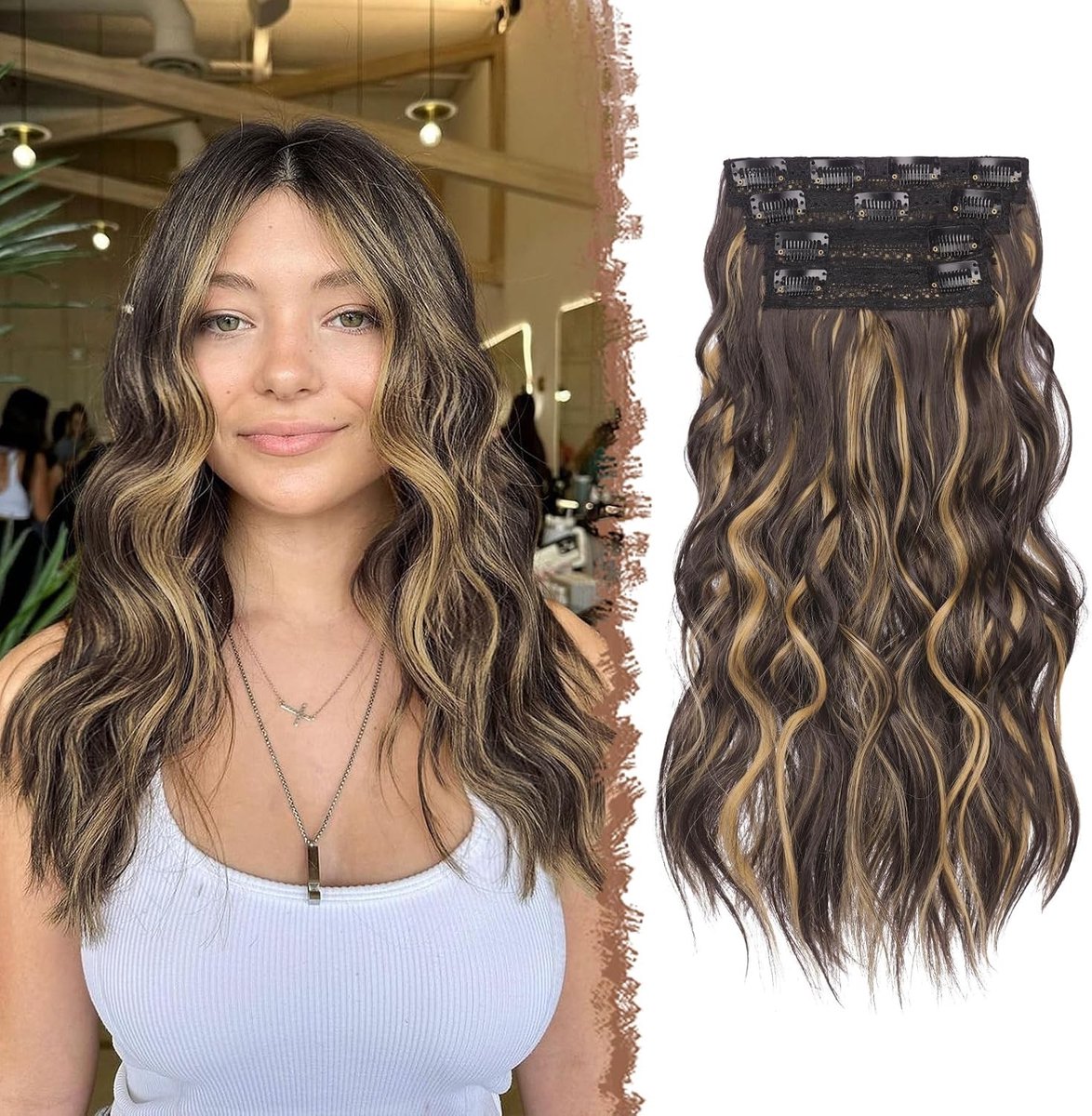 Clip-in Golvende Haarextensions voor Vrouwen - Synthetisch Haar, Verlenging, Haaraccessoires