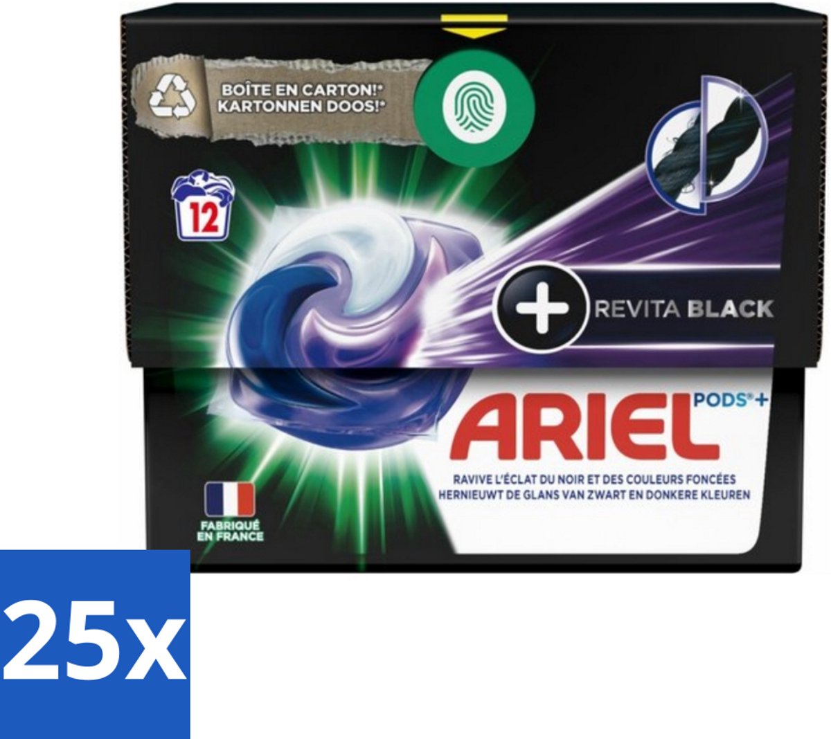 25 x Ariel Revita Black - Wasmiddelcapsules - Pods + - Donkere Was - 12 Wasbeurten - Donkere Kleding Verzorgen - Wasmiddelcapsules - Glans Herstellen - Donker Wasmiddel - Koud Water Reinigen