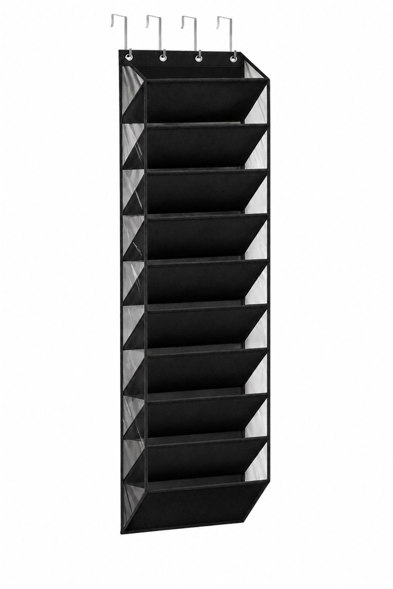 Noventra - Schoenenrek Deur – Hangend Schoenenrek – Schoenen Opberger – Deur Organizer – Ruimtebesparend Schoenenrek – Zwart