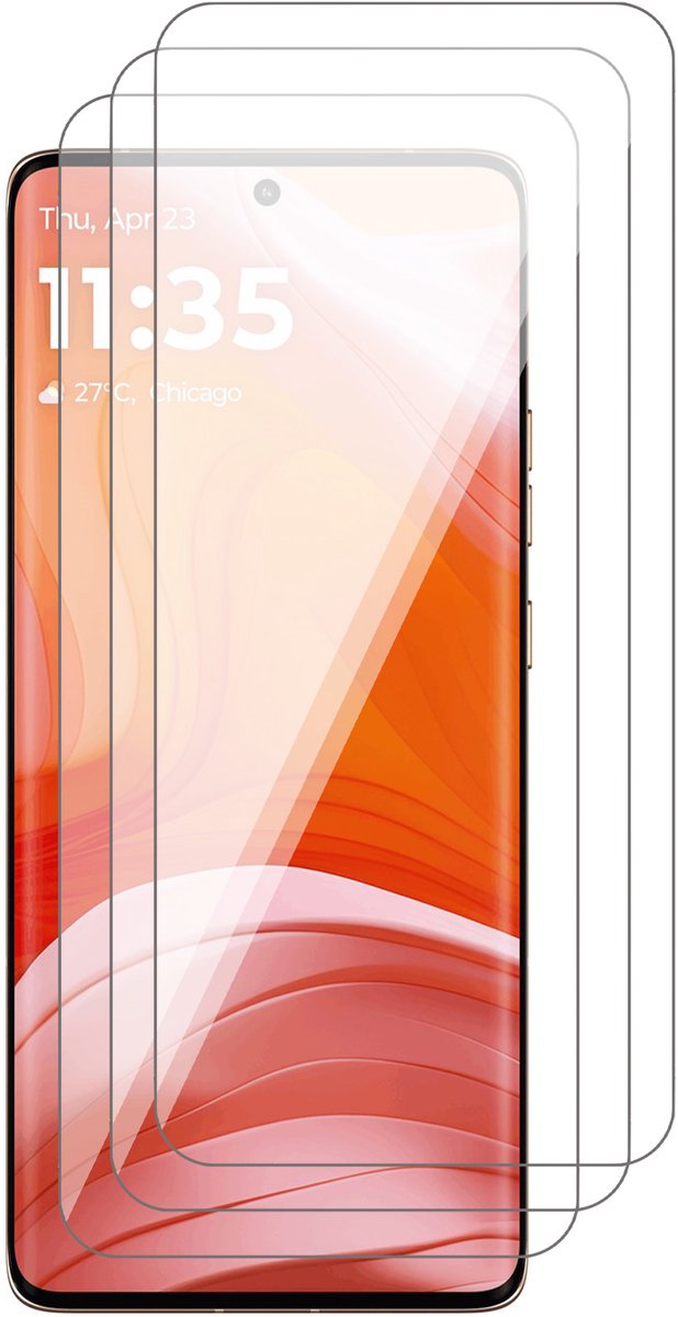 Screenprotector geschikt voor Motorola Moto Edge 50 Pro – 3 Stuks – UltraClear Gehard Glas – Case Friendly – 9H Krasbestendig