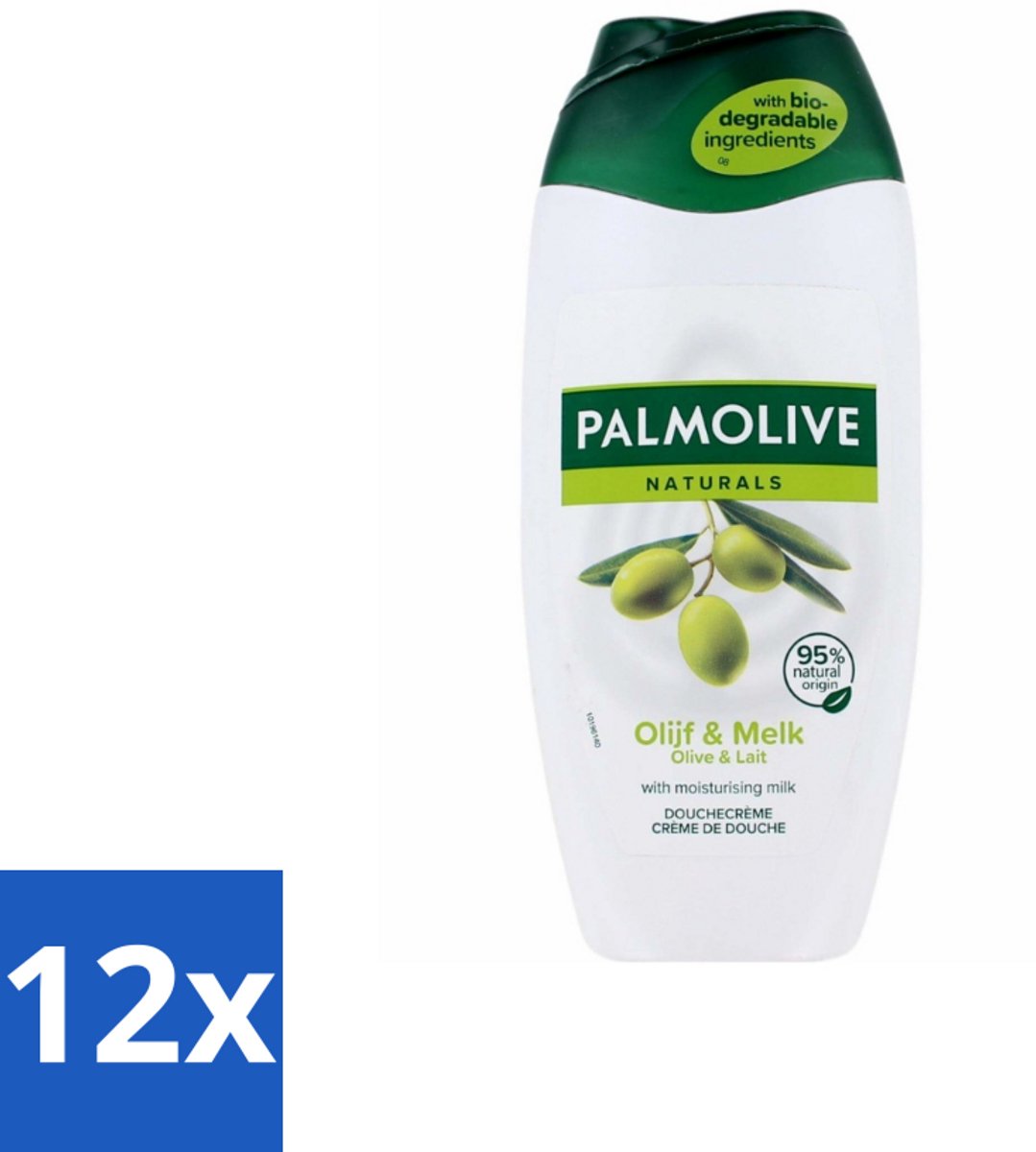 12 x Palmolive - Naturals - Douchecréme - Olijf & Melk - Natuurlijke ingrediënten - 250 ml - Douchecrème - Olijf - Melk - Natuurlijke Ingrediënten - Hydratatie