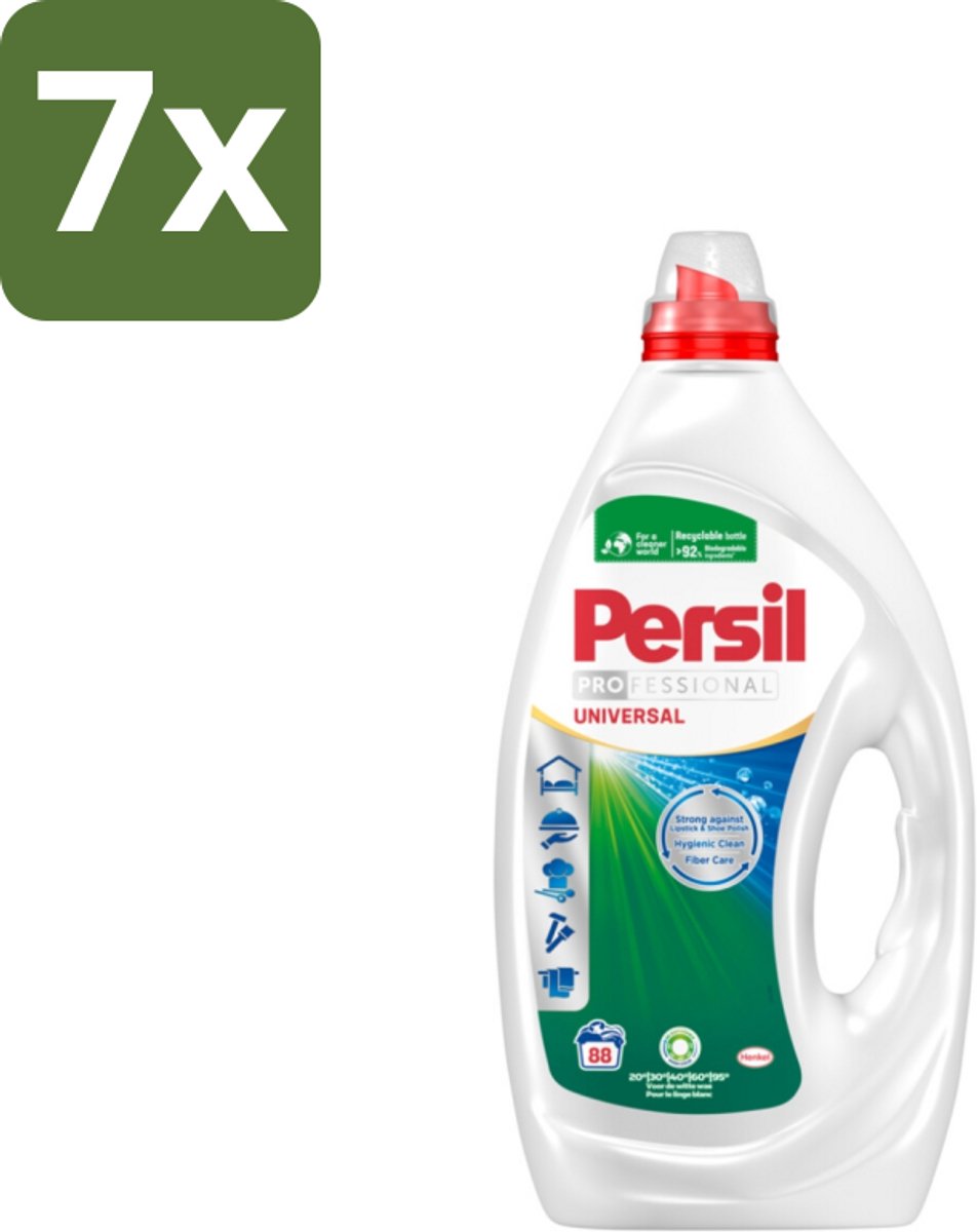 7 x Persil Professional - Universal - Vloeibaar Wasmiddel - Witte en Gekleurde Was - 88 Wasbeurten - Wasmiddel - Wasmachine - Vlekverwijdering - Frisheid - Wasgoed