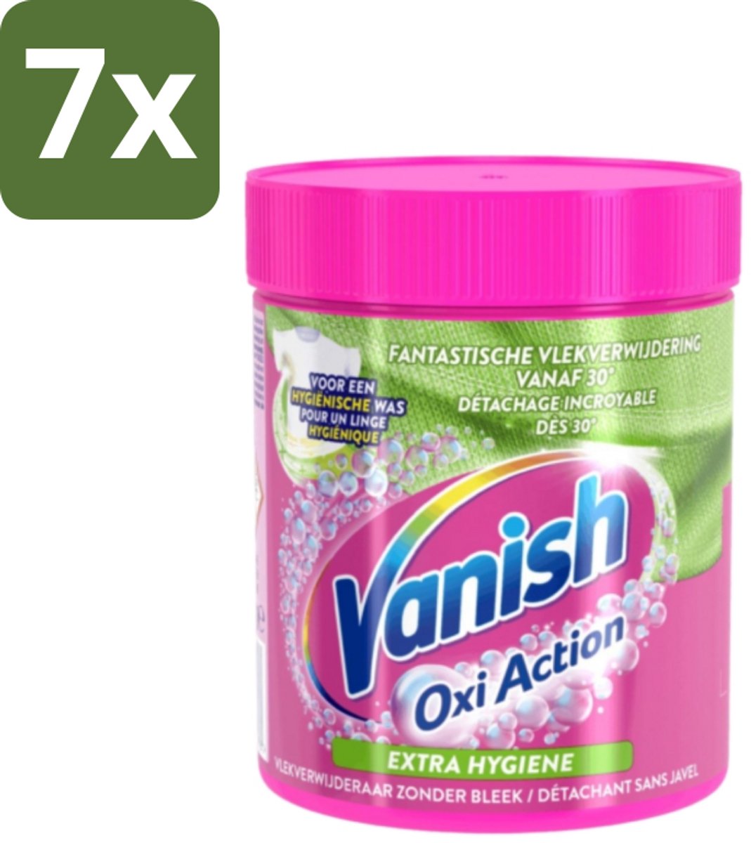 7 x Vanish Oxi Action - Extra Hygiene - Vlekkenverwijderaar Poeder - Zonder Bleek - Gekleurde Was - 470 Gram - Wasmiddel - Vlekverwijderaar - Hygiëne - Gekleurde Was - Wasbeurt