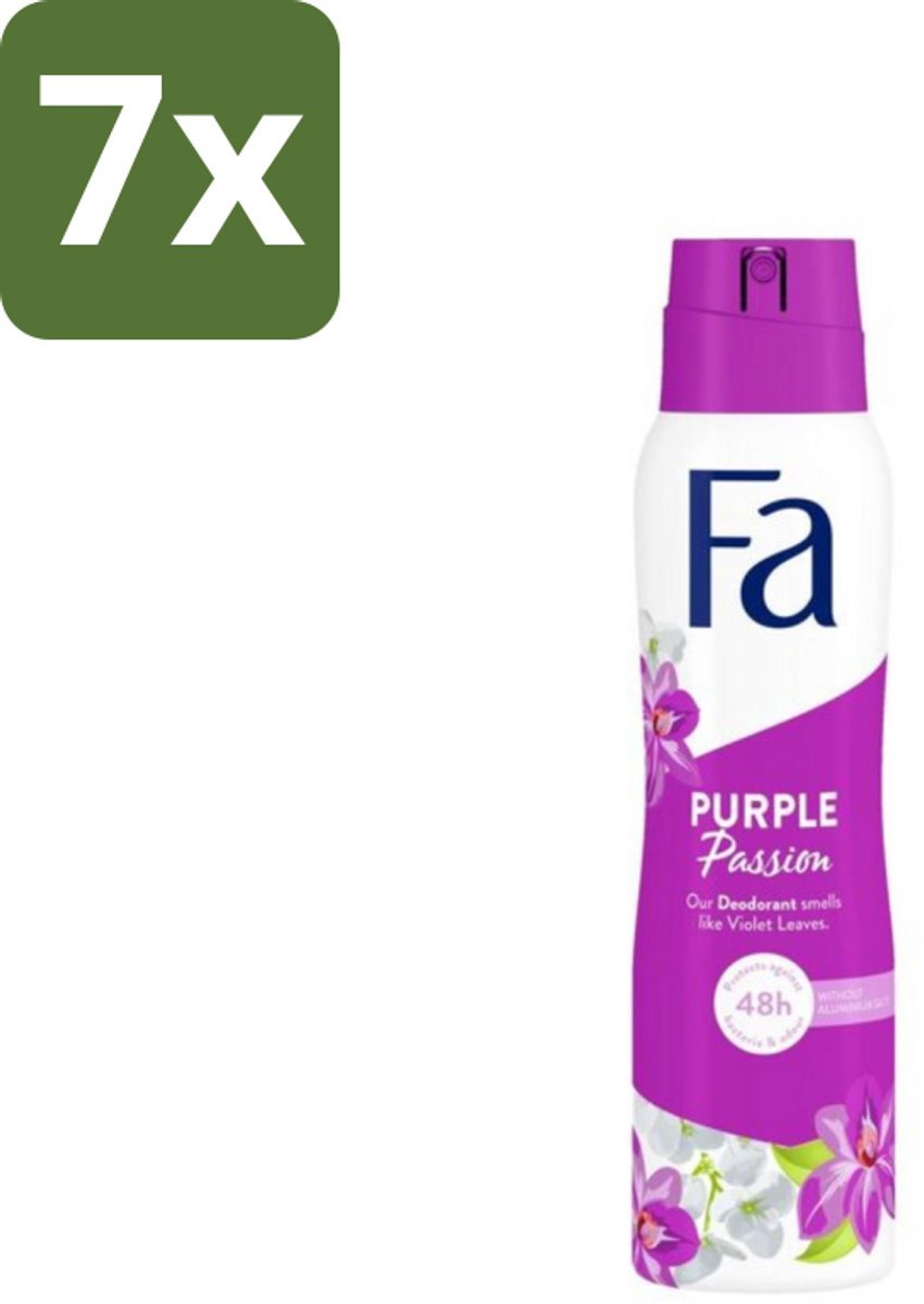 7 x Fa Deodorant Spray Violet Leaves Passion 150 ml - Deodorant Spray - Violette Bladeren - Frisheid - Geur - Langdurige Bescherming