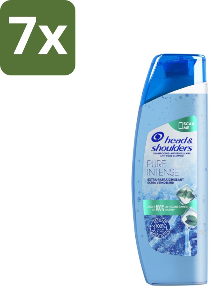 7 x Head & Shoulders - Anti-Roos Shampoo - Pure Intense - Extra Verkoelend - 250 ml - Roosvrij Haar - Roosbestrijding - Verkoelend Shampoo - Menthol Shampoo - Frisse Geur