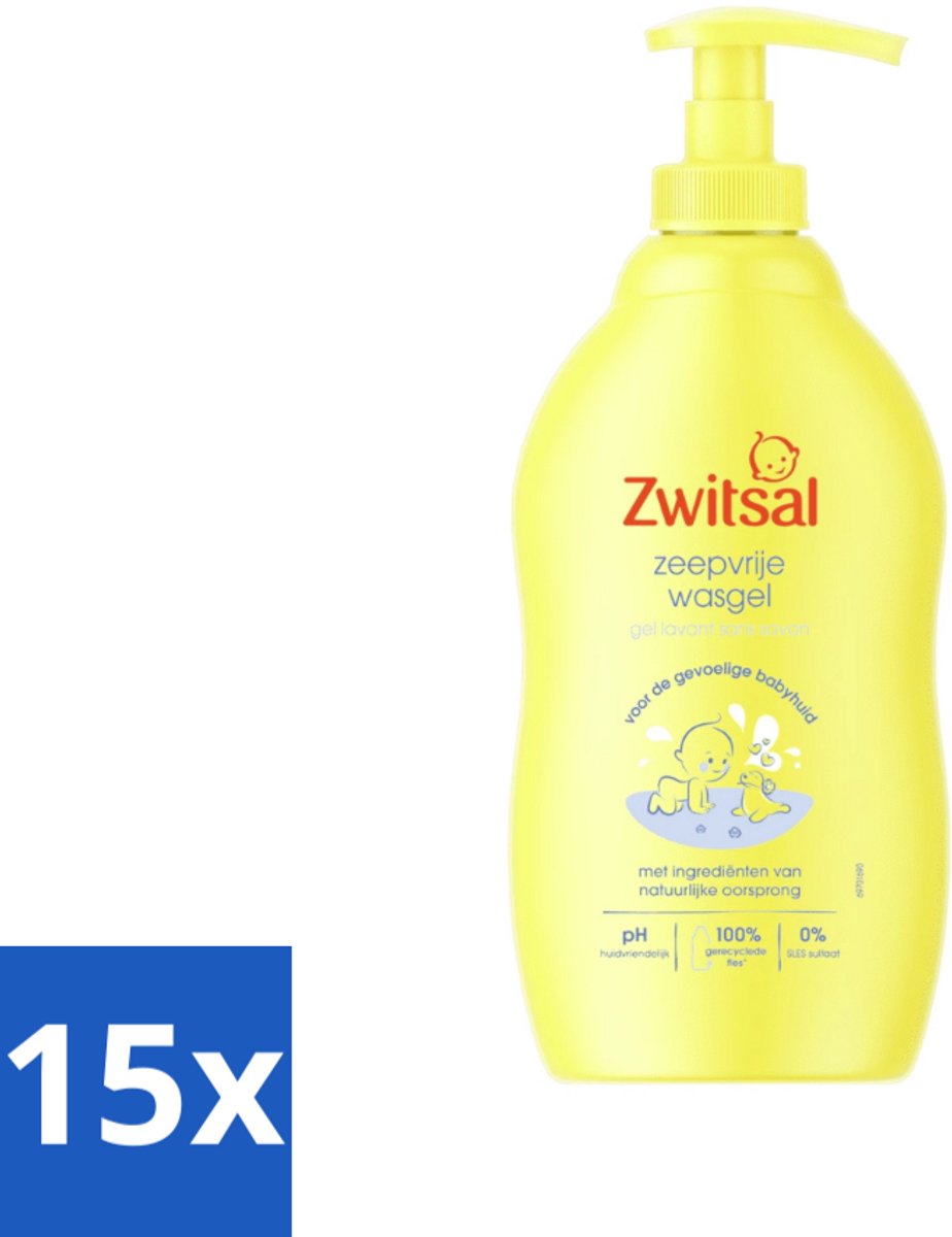 15 x Zwitsal - Babyverzorging - Zeepvrije Wasgel - Voor de Gevoelige Babyhuid - 400 ml - Babywasgel - Zeepvrije Wasgel - Babyhuid Verzorging - Milde Wasgel - Gevoelige Huid