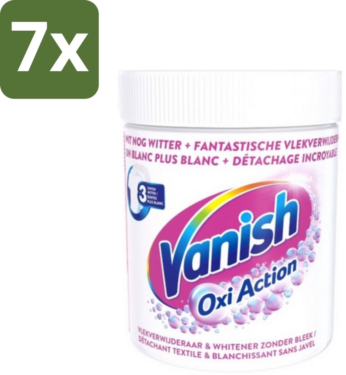 7 x Vanish Oxi Action - Vlekkenverwijderaar Poeder - Zonder Bleek - Witte Was - 550 Gram - Witte Was - Vlekkenverwijderaar - Witte Kleding - Vlekkenverwijderen - Wasmiddel