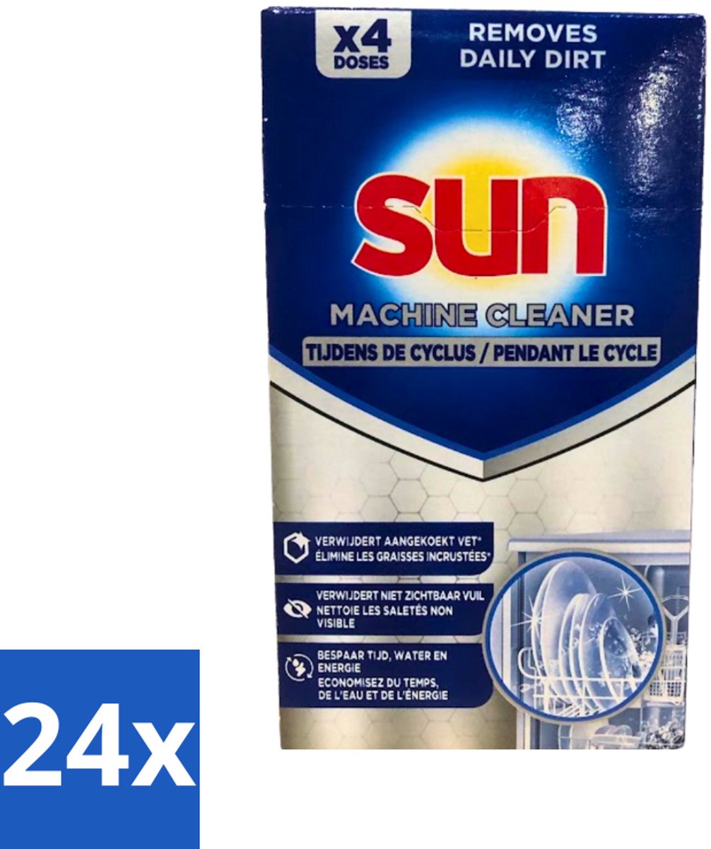 24 x Sun - Machine Cleaner - In-Wash - Vaatwasmachinereiniger - 4 Wasbeurten - Vaatwasserreiniger - Vaatwasseronderhoud - Vaatwasser Ontkalken - Vaatwasser Ontvetten - Vaatwasser Schoonmaken